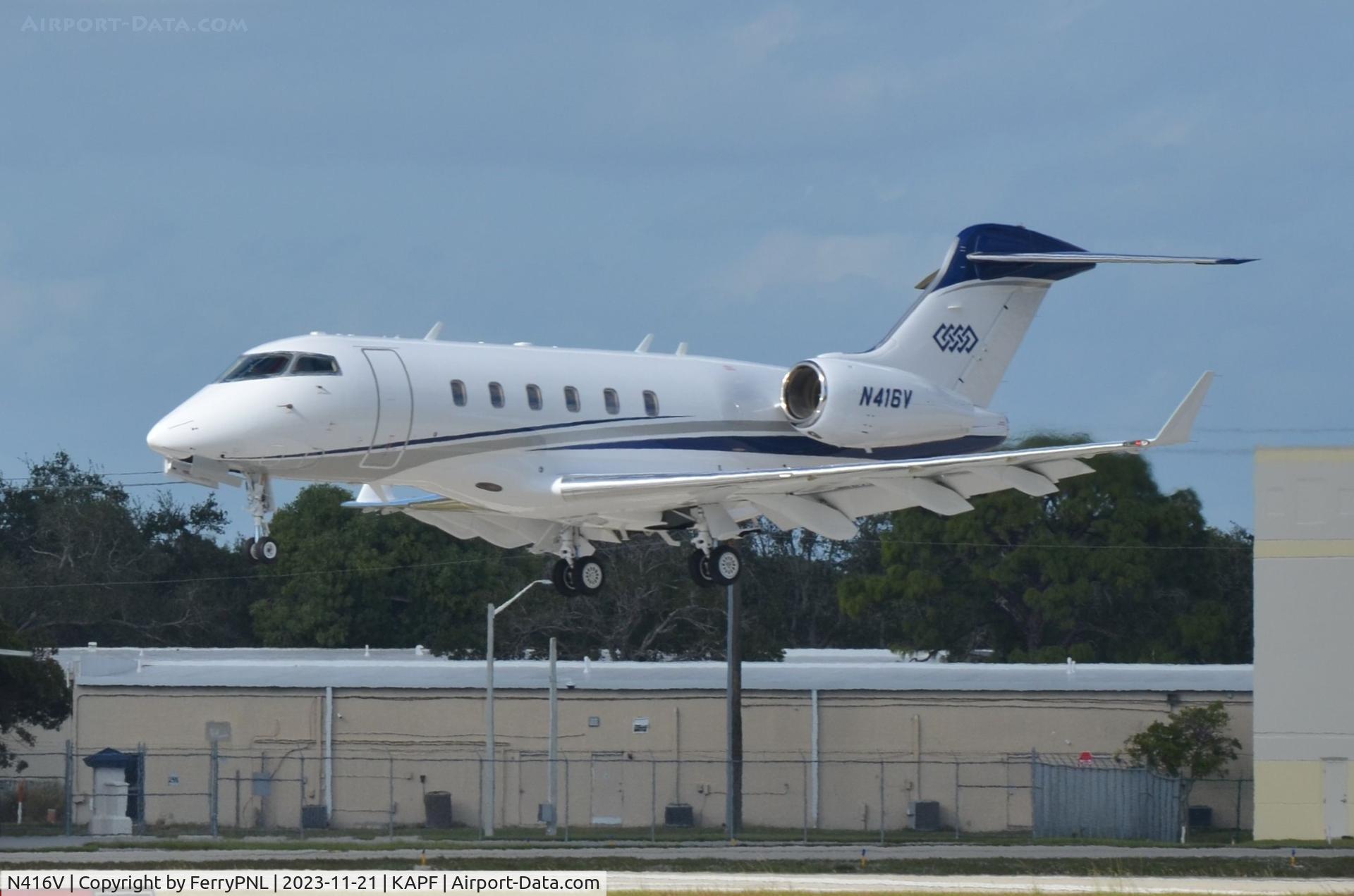 N416V, 2009 Bombardier Challenger 300 C/N 20262, Expedited Travel CL300 landing in Naples, Fl