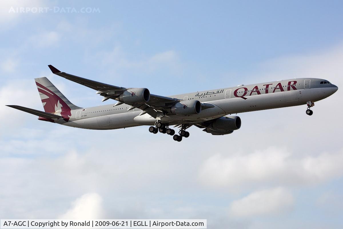 A7-AGC, 2006 Airbus A340-642 C/N 766, at lhr
