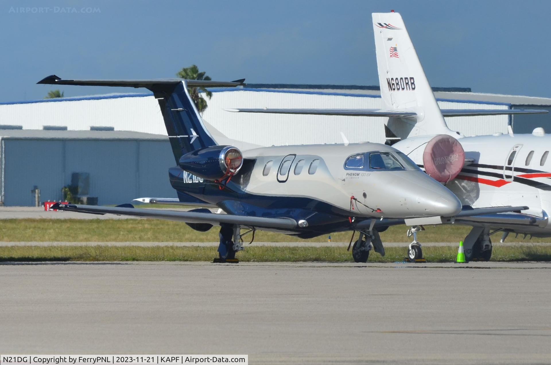 N21DG, 2018 Embraer EMB-500 Phenom 100 C/N 50000395, EMB500 parked at APF