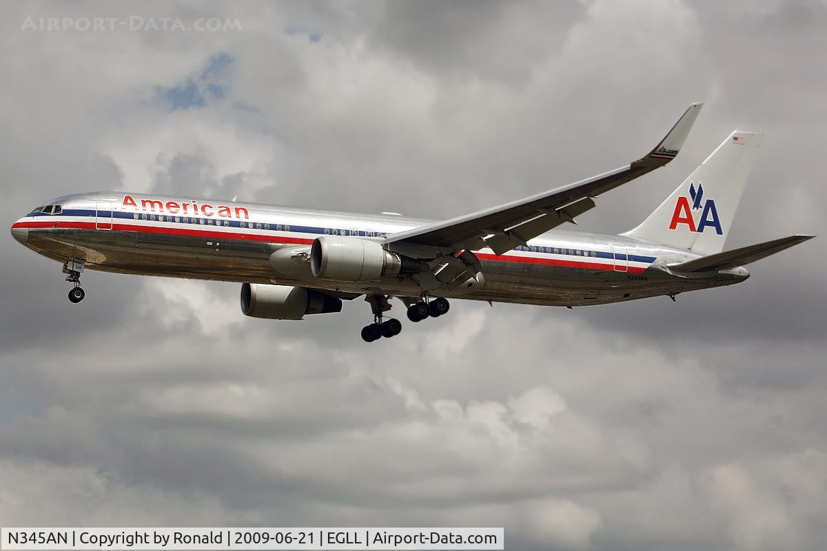 N345AN, 2003 Boeing 767-323(ER) C/N 33084, at lhr