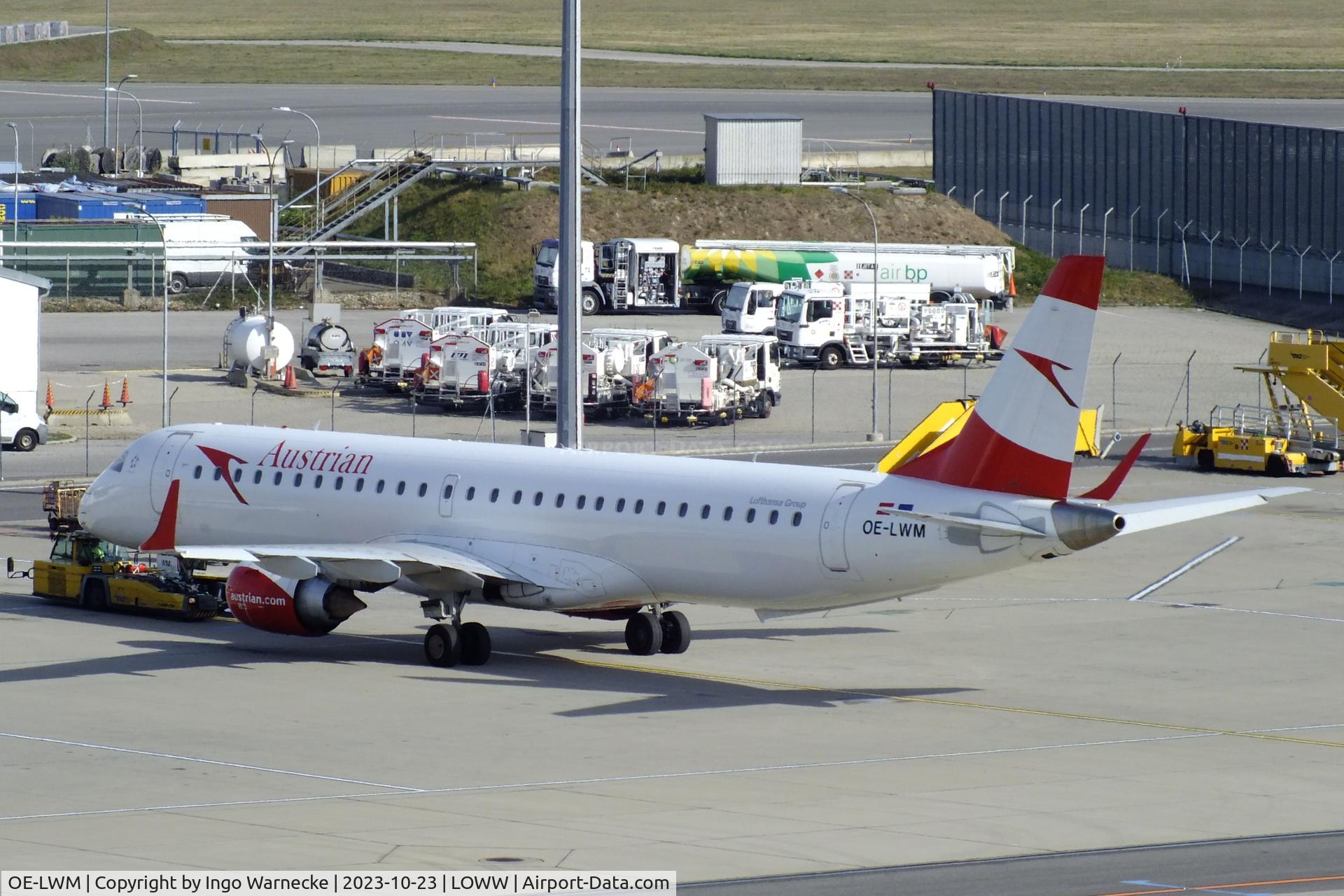OE-LWM, 2012 Embraer 195LR (ERJ-190-200LR) C/N 19000542, EMBRAER 195LR (ERJ-190-200LR) of Austrian Airlines at Wien-Schwechat airport