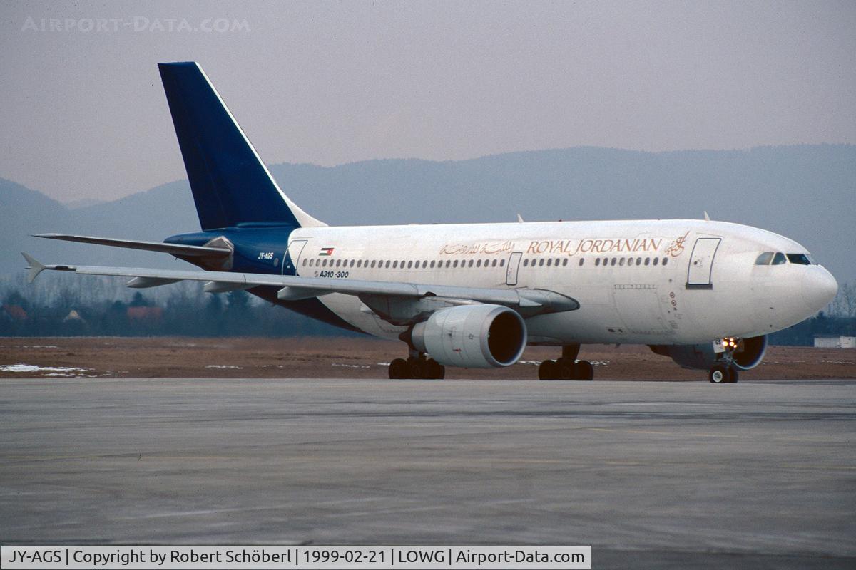 JY-AGS, Airbus A310-300 C/N 598, JY-AGS @ LOWG 1999