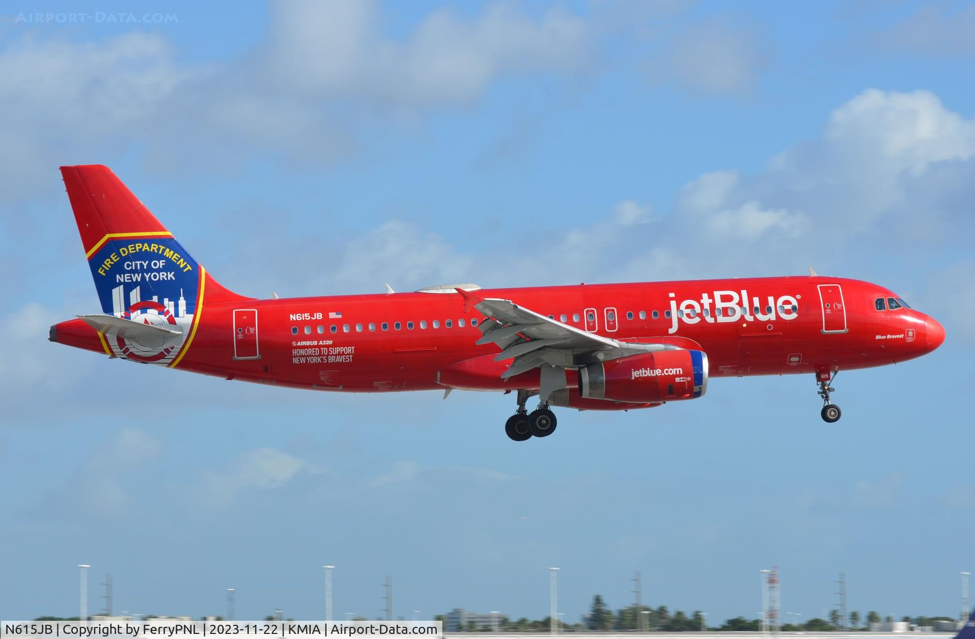 N615JB, 2005 Airbus A320-232 C/N 2461, JetBlue A320 honors NY's bravest