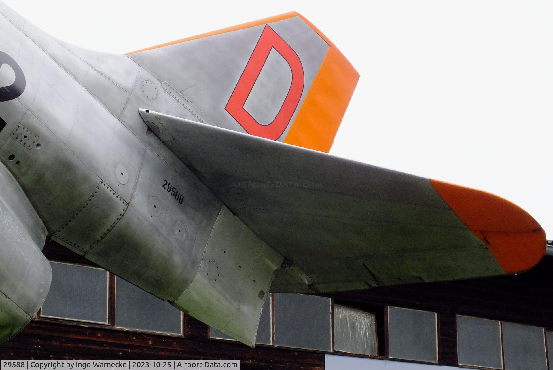 29588, Saab J-29F Tunnan C/N 29588, SAAB J29F Tunnan, Austrian Air Force conversion with recce-cameras replacing the port guns, at the Militärluftfahrt-Museum (Museum of Austrian Military Aviation), Zeltweg