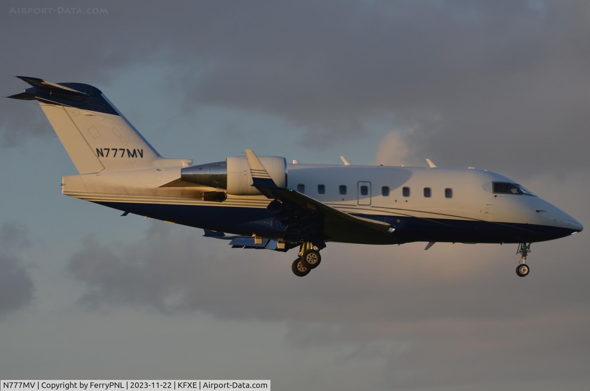 N777MV, 2002 Bombardier CL604 Challenger C/N 5532, A-OK Jets CL604 landing in FXE