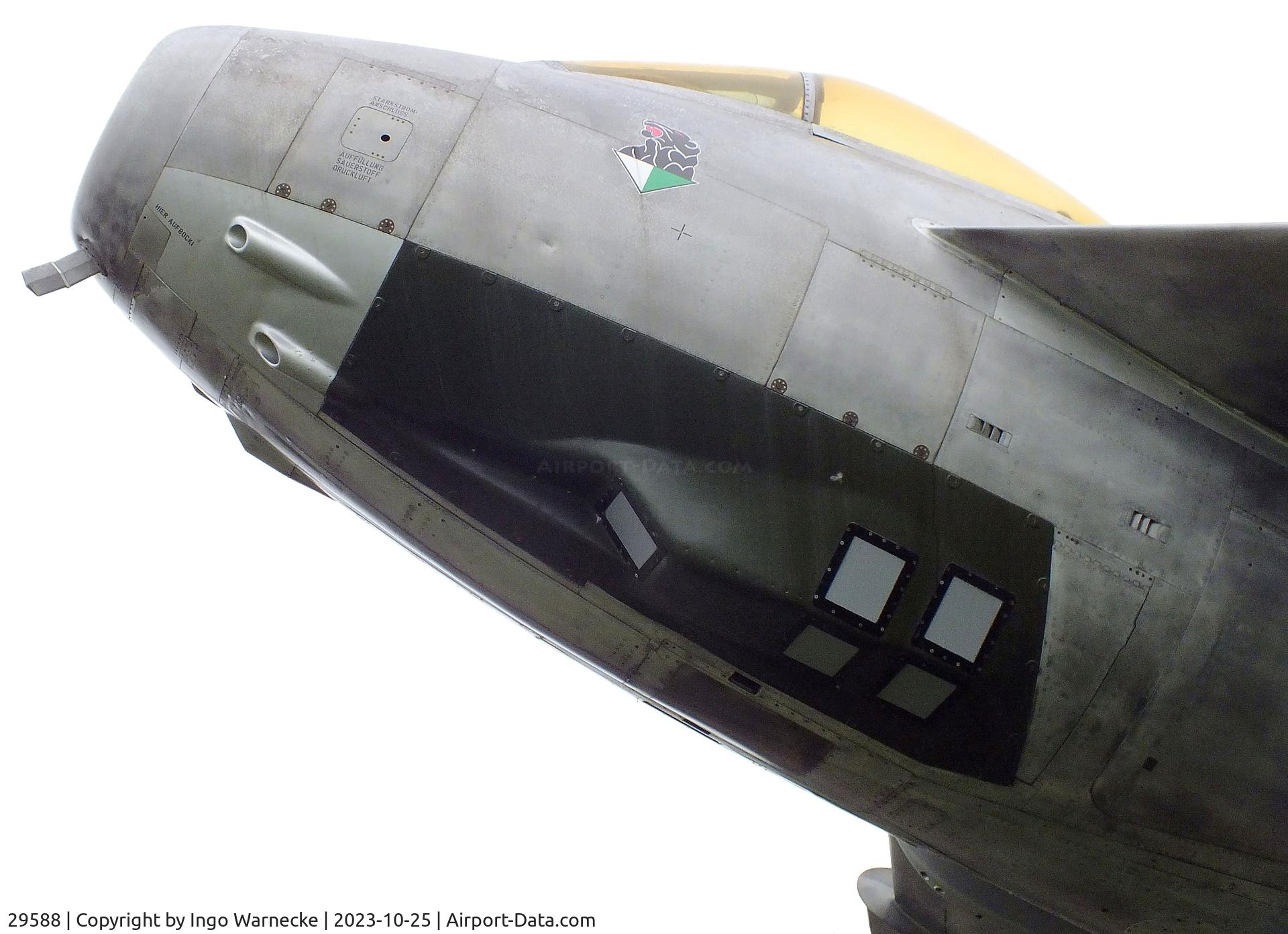 29588, Saab J-29F Tunnan C/N 29588, SAAB J29F Tunnan, Austrian Air Force conversion with recce-cameras replacing the port guns, at the Militärluftfahrt-Museum (Museum of Austrian Military Aviation), Zeltweg