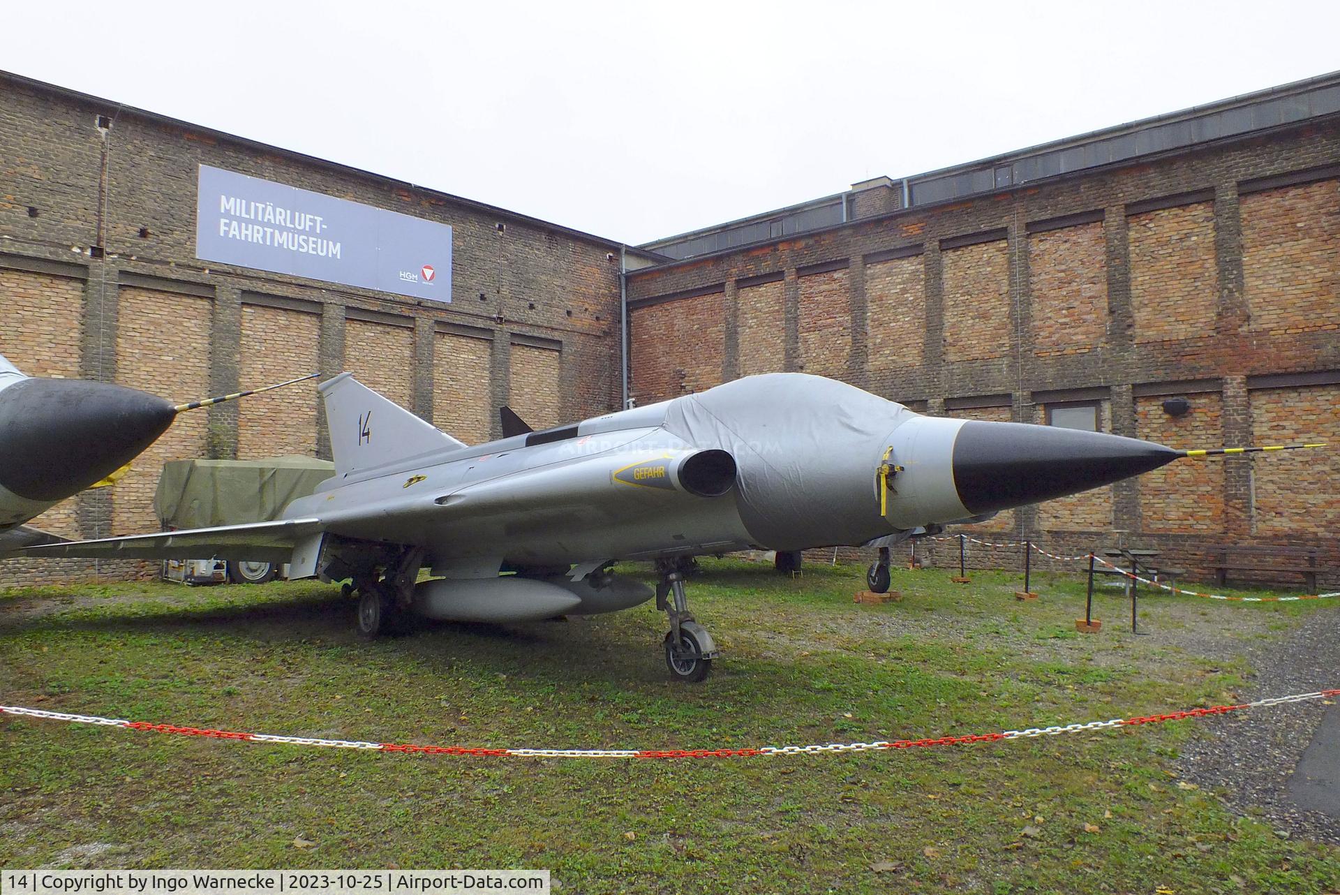 14, Saab J-35Oe MkII Draken C/N 35-1414, SAAB J35Oe Mk II Draken at the Militärluftfahrt-Museum (Museum of Austrian Military Aviation), Zeltweg