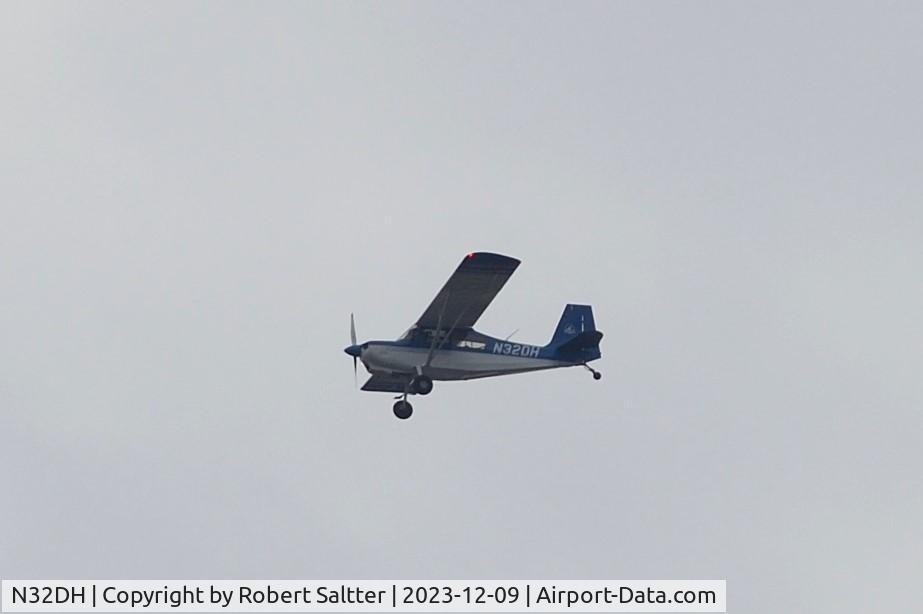 N32DH, 1971 Airco DH-2 Replica C/N JM-3, Flying high over farm fields near St. Albans Bay, Vermont on a cloudy day.