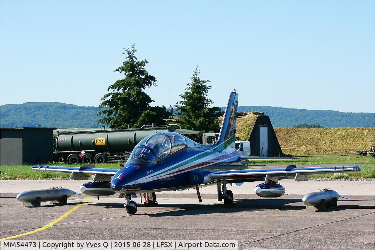 MM54473, Aermacchi MB-339PAN C/N 6668/058/AD002, Aermacchi MB-339PAN, N°3 of Frecce Tricolori Aerobatic Team 2015, Flight line, Luxeuil-Saint Sauveur Air Base 116 (LFSX)