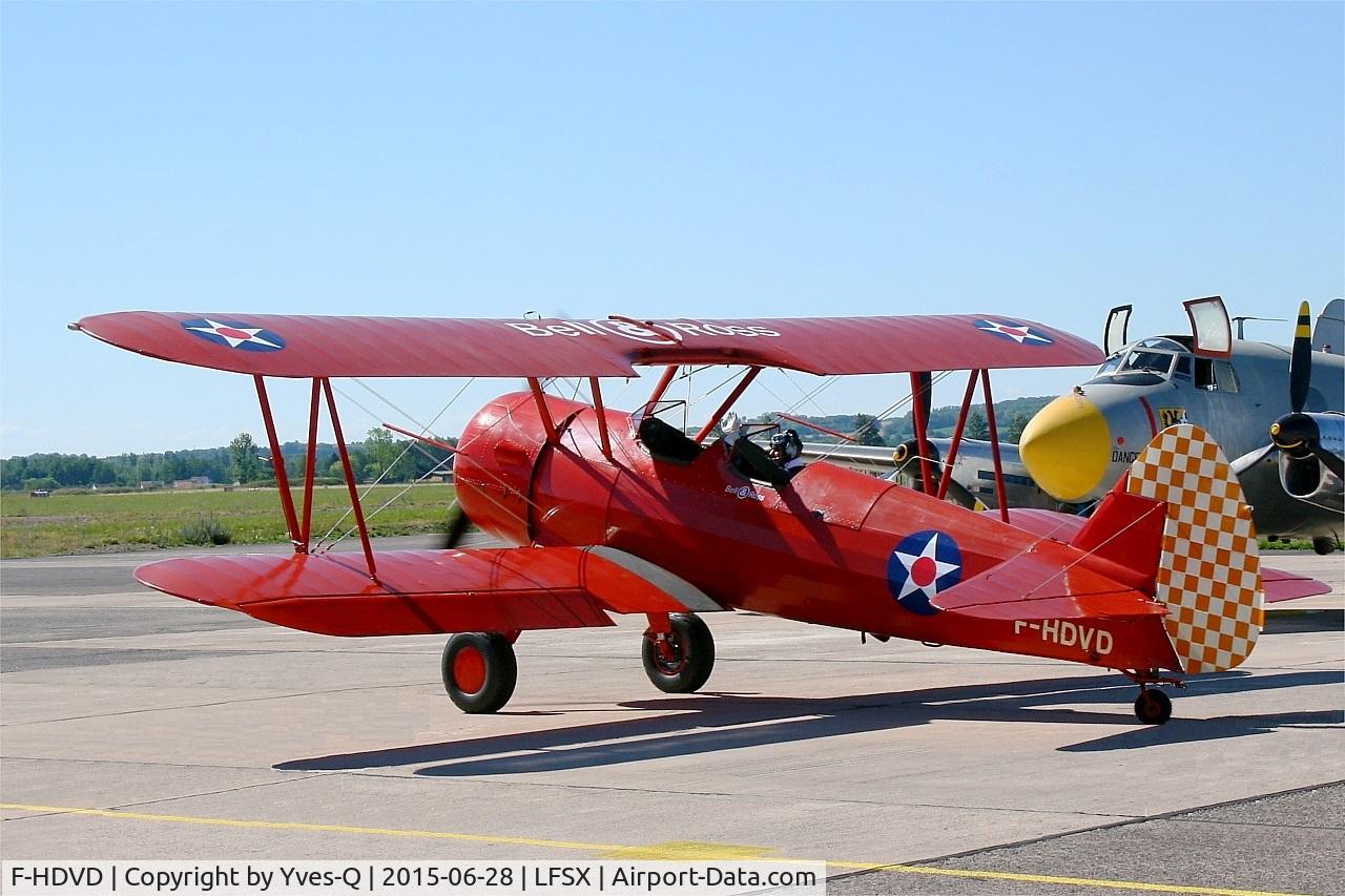 F-HDVD, 1940 Boeing A75N1 (PT-17) C/N 75-940, Boeing A75N1, Taxiing to holding point, Luxeuil-St Sauveur Air Base 116 (LFSX)