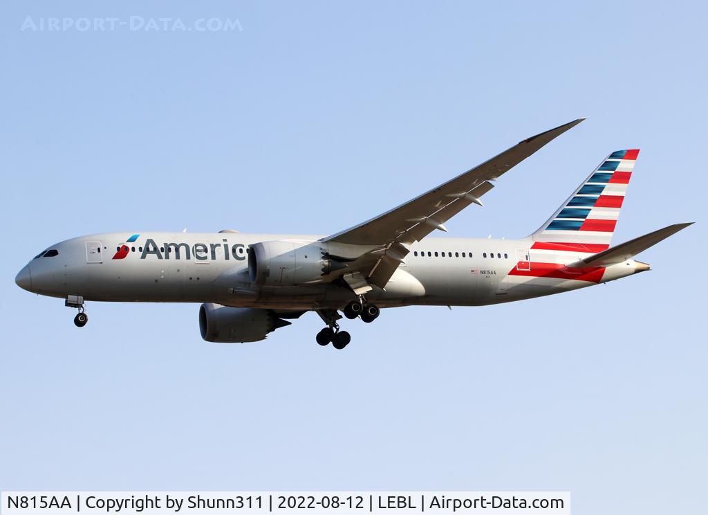 N815AA, 2016 Boeing 787-8 Dreamliner C/N 40633, Landing rwy 24R
