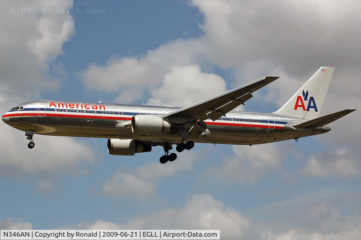 N346AN, 2003 Boeing 767-323 C/N 33085, at lhr