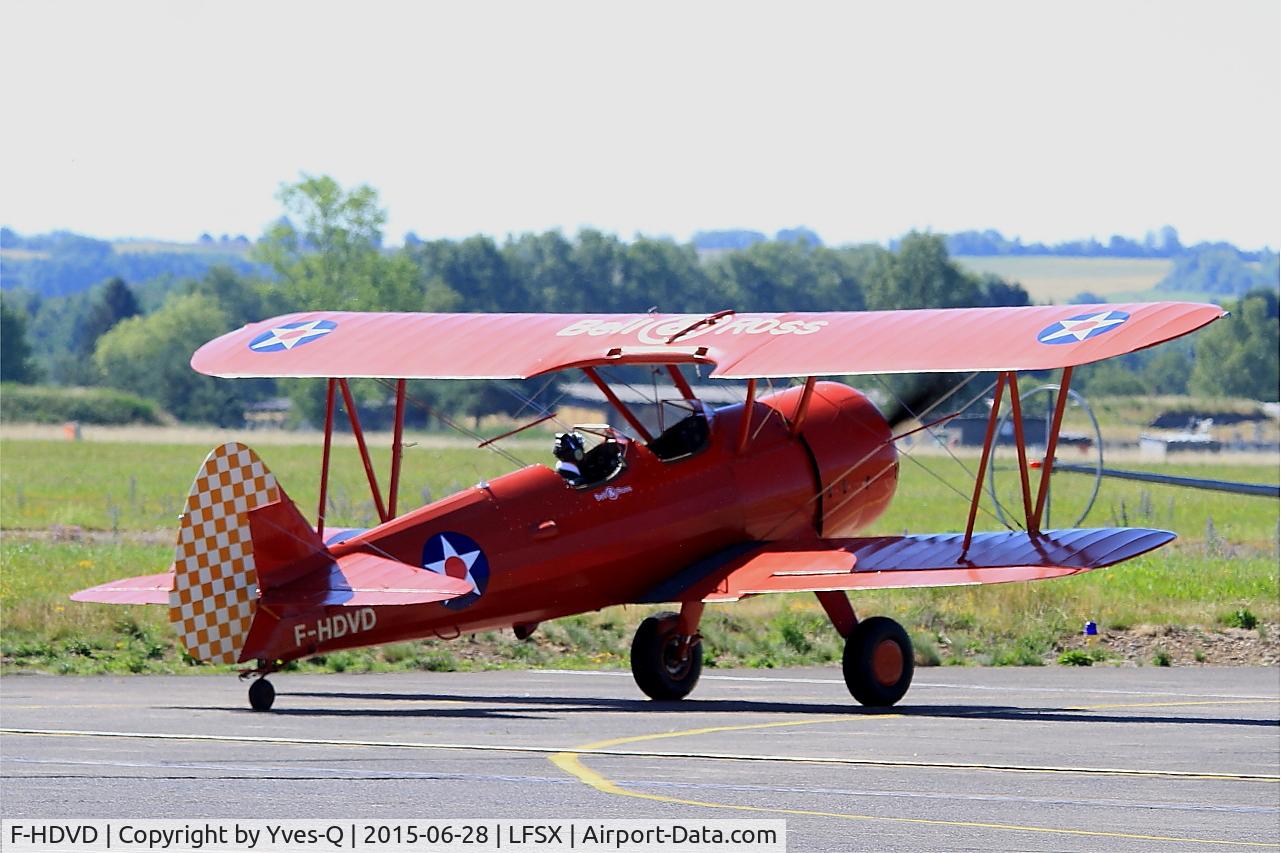 F-HDVD, 1940 Boeing A75N1 (PT-17) C/N 75-940, Boeing A75N1, Taxiing to holding point, Luxeuil-St Sauveur Air Base 116 (LFSX)