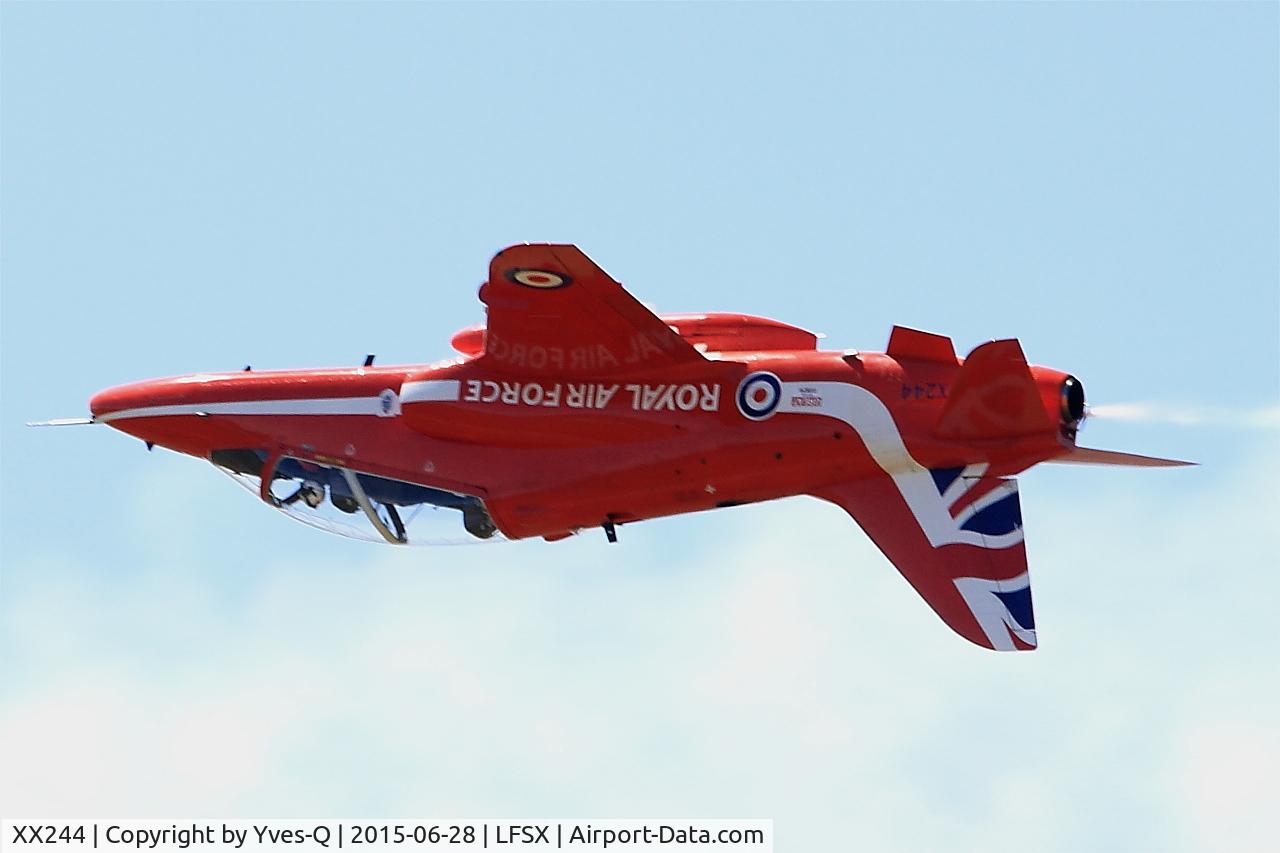 XX244, 1978 Hawker Siddeley Hawk T.1 C/N 080/312080, Red Arrows Hawker Siddeley Hawk T.1A, Luxeuil-Saint Sauveur Air Base 116 (LFSX)