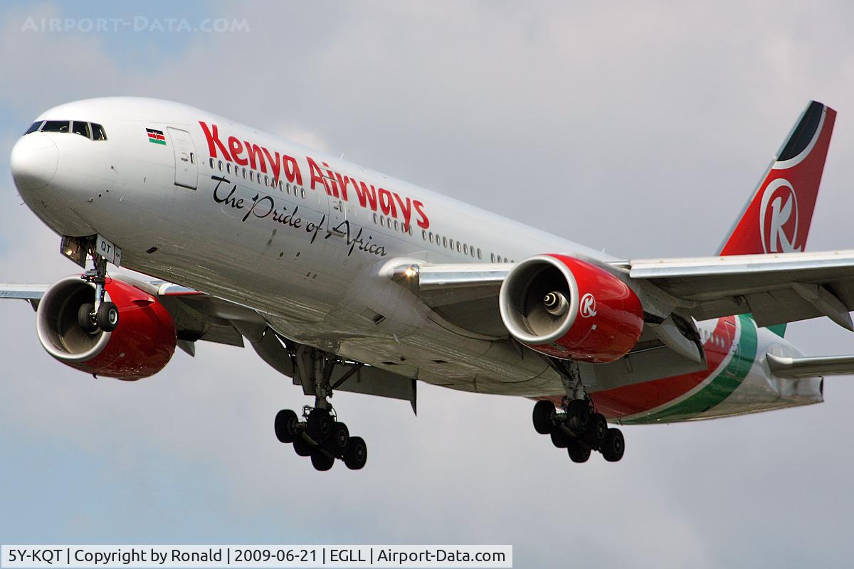 5Y-KQT, 2005 Boeing 777-2U8/ER C/N 33682, at lhr