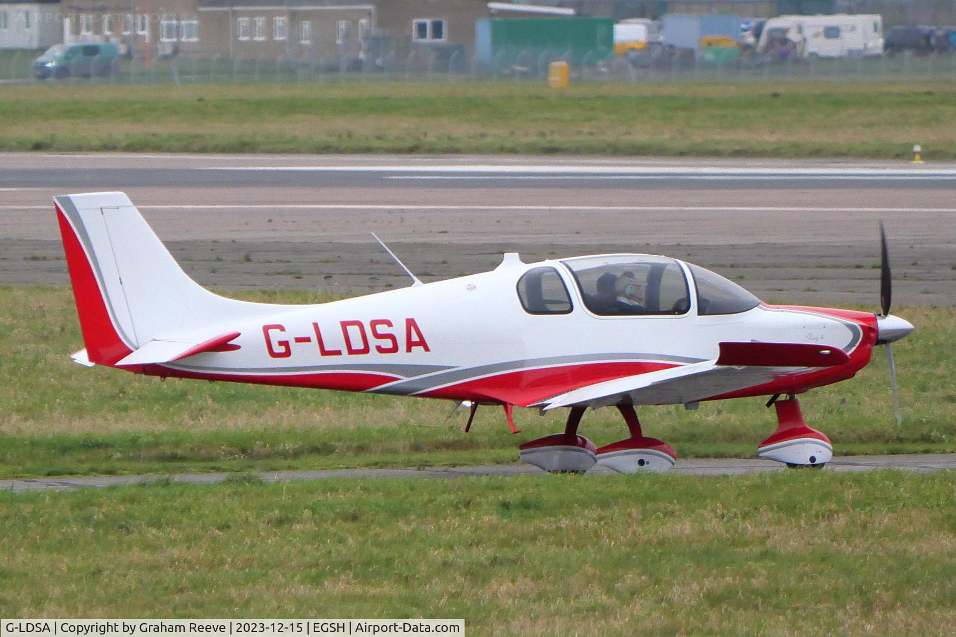 G-LDSA, 2016 The Airplane Factory Sling 4 C/N LAA 400-15412, Departing from Norwich.
