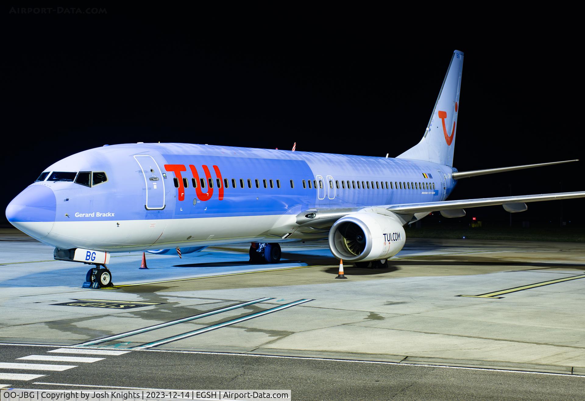 OO-JBG, 2008 Boeing 737-8K5 C/N 35142, On Stand After Arrival As 'TRA083P'.