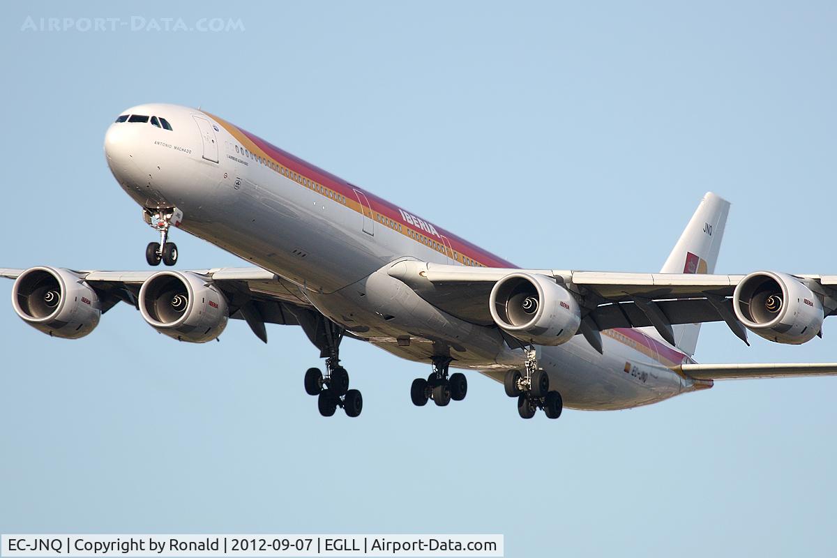 EC-JNQ, 2005 Airbus A340-642 C/N 727, at lhr