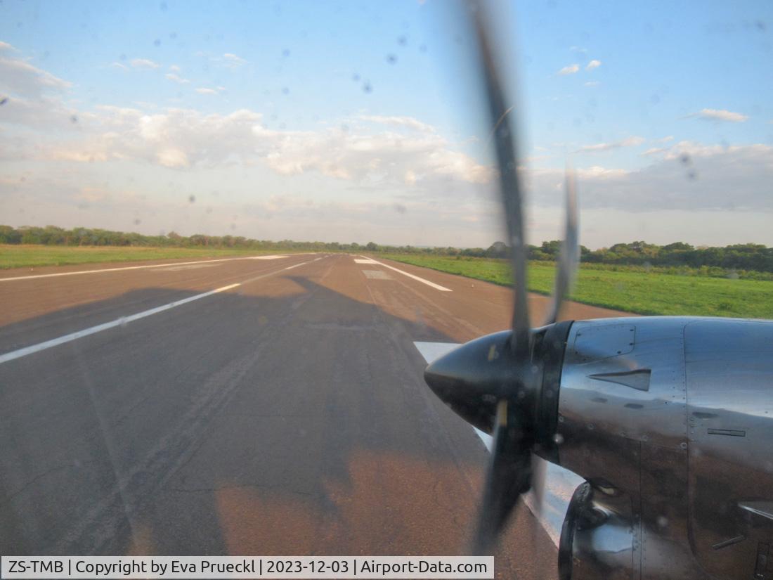 ZS-TMB, 1998 Embraer Brasilia EMB-120ER C/N 120-347, Landing at Mfuwe Airport, Zambia
