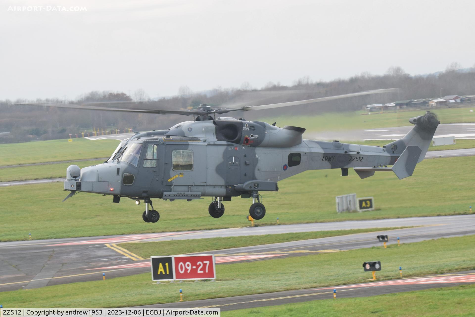 ZZ512, AgustaWestland AW-159 Wildcat AH.1 C/N BRH27, ZZ512 at Gloucestershire Airport.