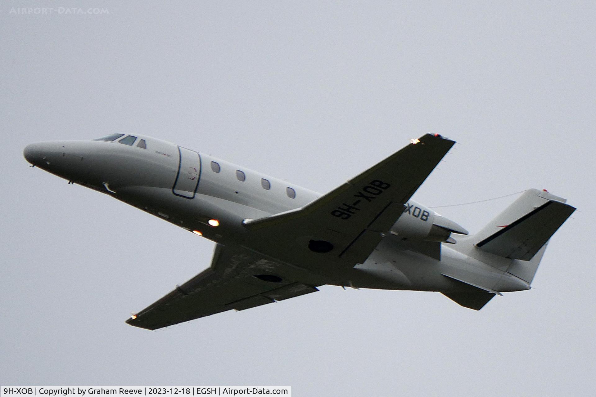 9H-XOB, 2006 Cessna 560 Citation XLS C/N 560-5621, Departing from Norwich.