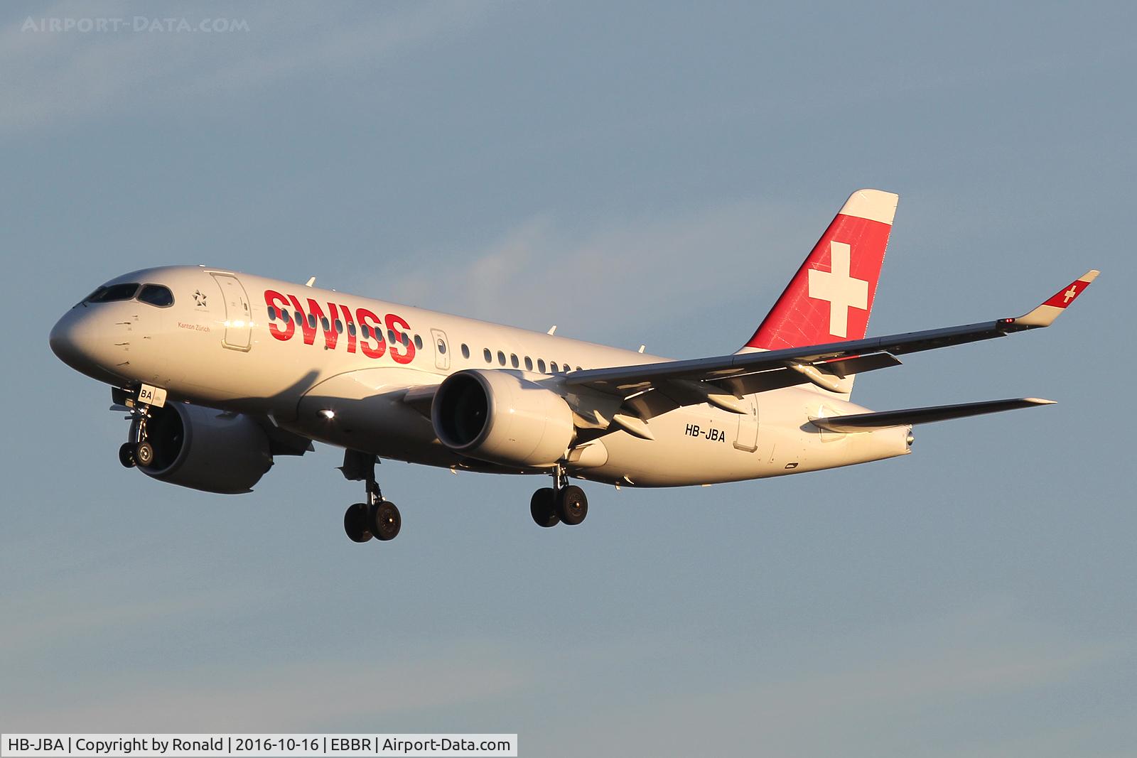 HB-JBA, 2016 Bombardier CSeries CS100 (BD-500-1A10) C/N 50010, at bru