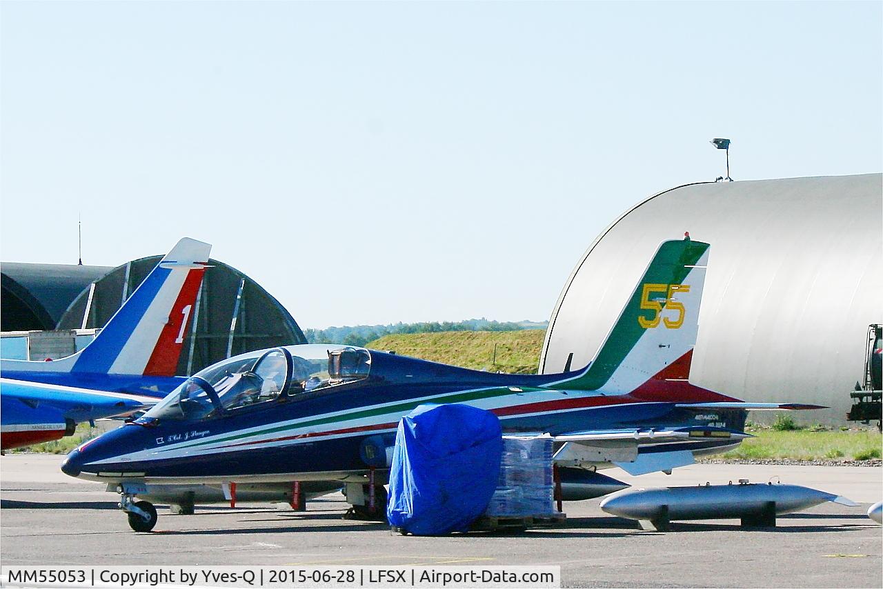 MM55053, Aermacchi MB-339PAN C/N 6847/187/AA084, Aermacchi MB-339PAN, Number 55 of Frecce Tricolori Aerobatic Team 2015, Flight line, Luxeuil-St Sauveur Air Base 116 (LFSX)