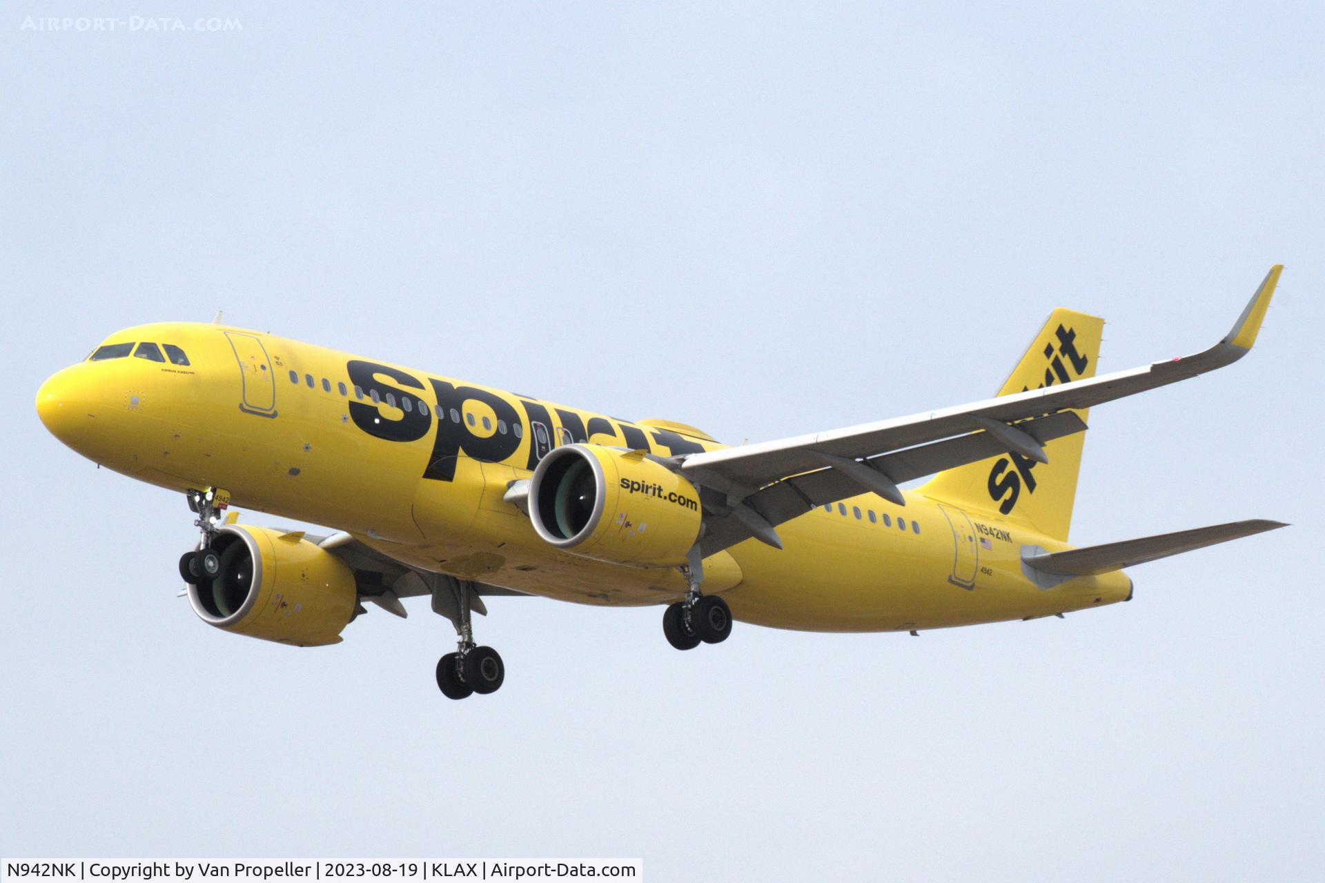 N942NK, 2021 Airbus A320-271N C/N 10328, Spirit Airlines Airbus A320-271N on approach to LAX