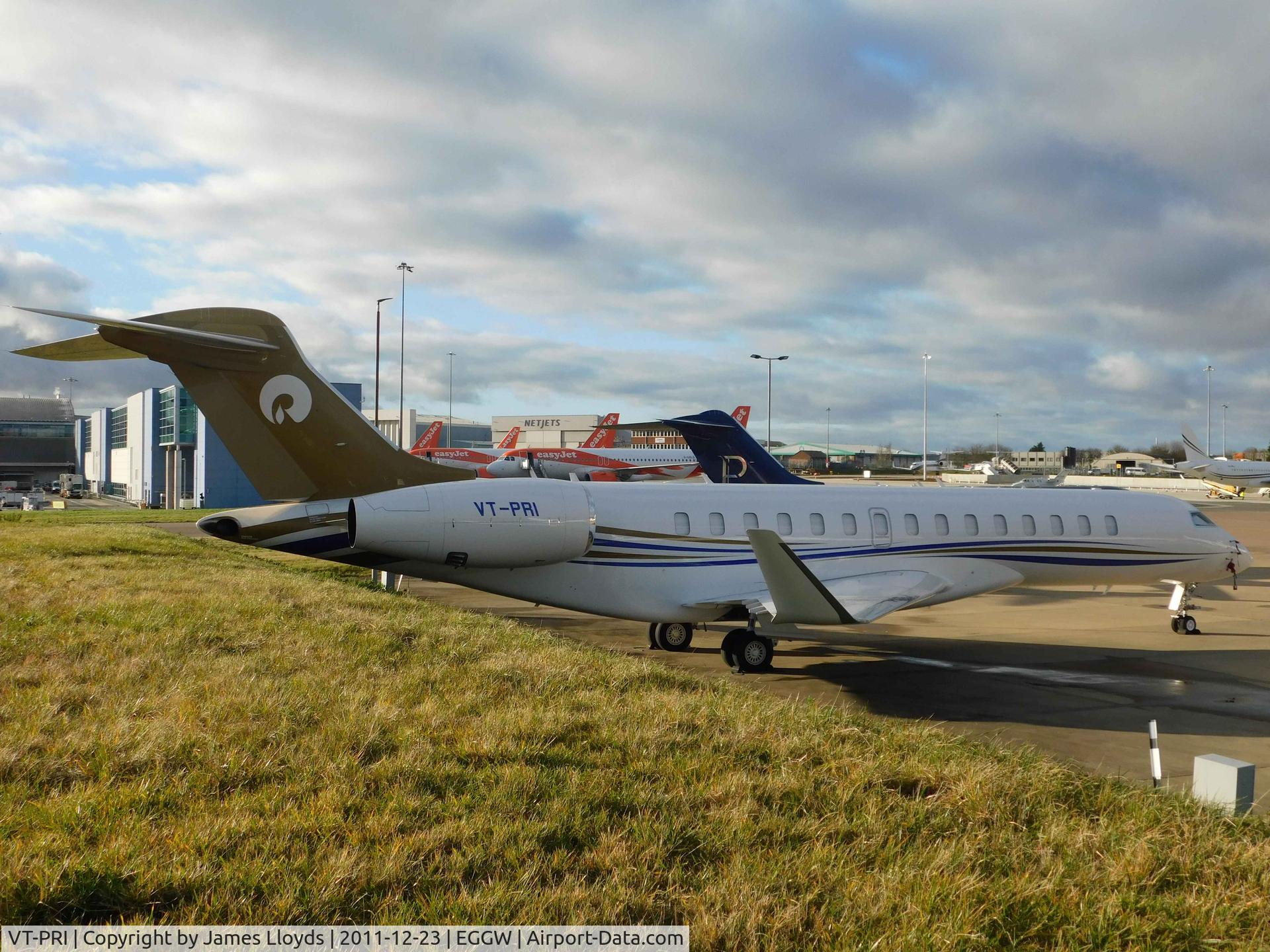 VT-PRI, Bombardier BD700 Global 7500 C/N 70133, Parked at Luton Airport.