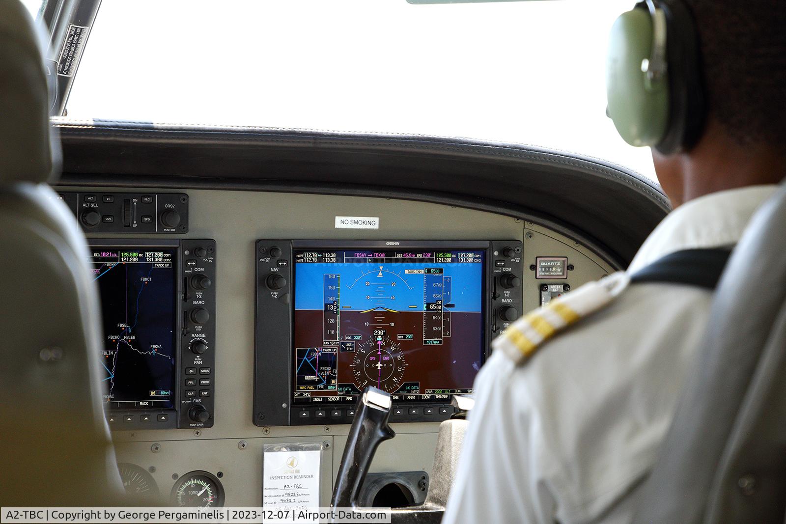 A2-TBC, 2018 Cessna 208B Grand Caravan EX C/N 208B5421, Enroute Savuti airstrip to Moremi airstrip, Botswana. All Caravan ops in Botswana appear to be two-pilot ops.