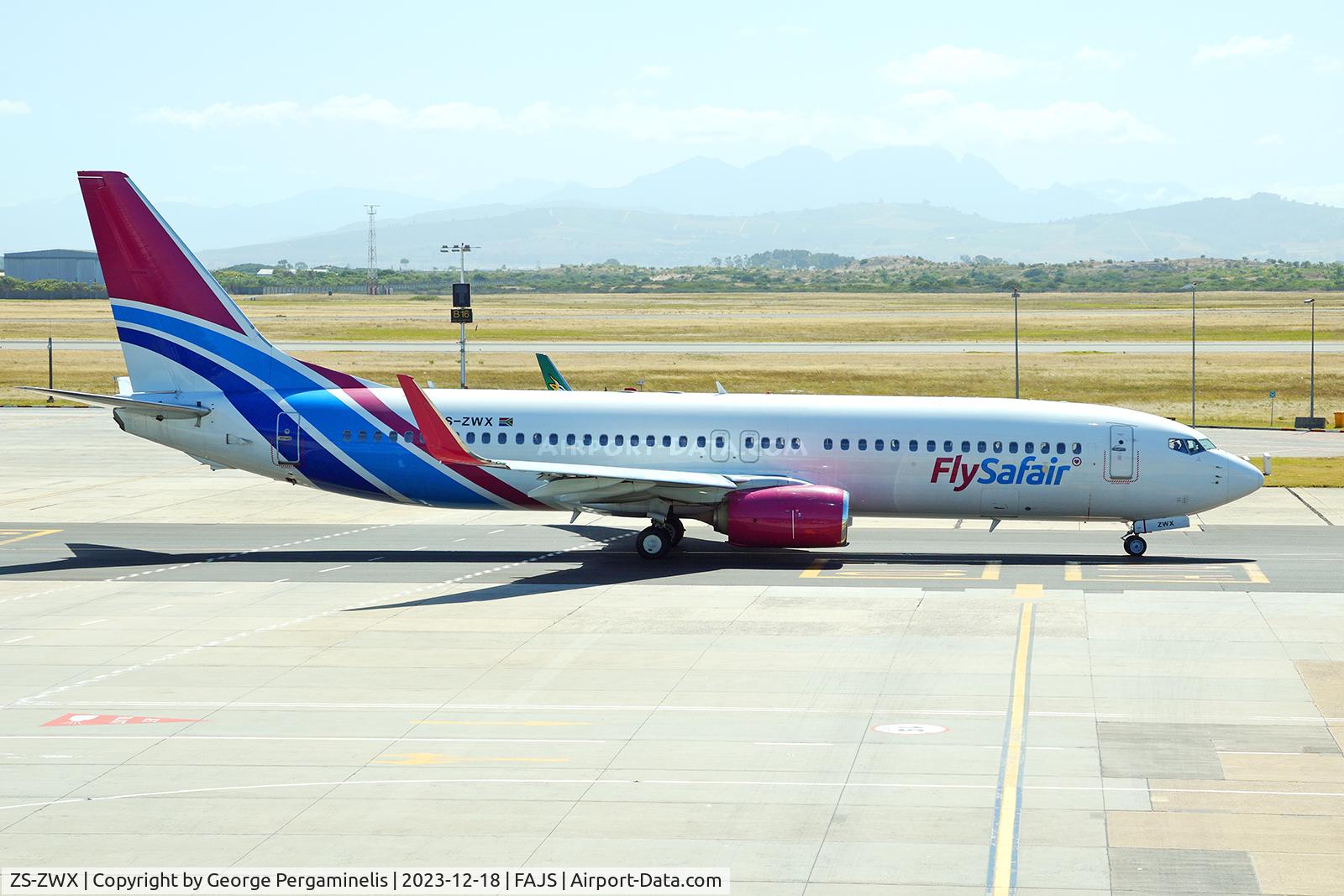 ZS-ZWX, Boeing 737-8GP C/N 39877, Departing Jo'burg for destination unknown.