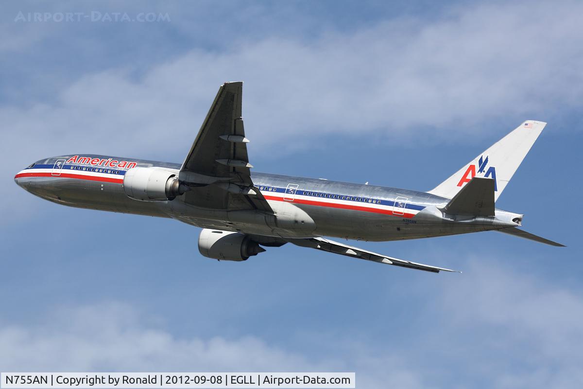 N755AN, 2001 Boeing 777-223 C/N 30263, at lhr