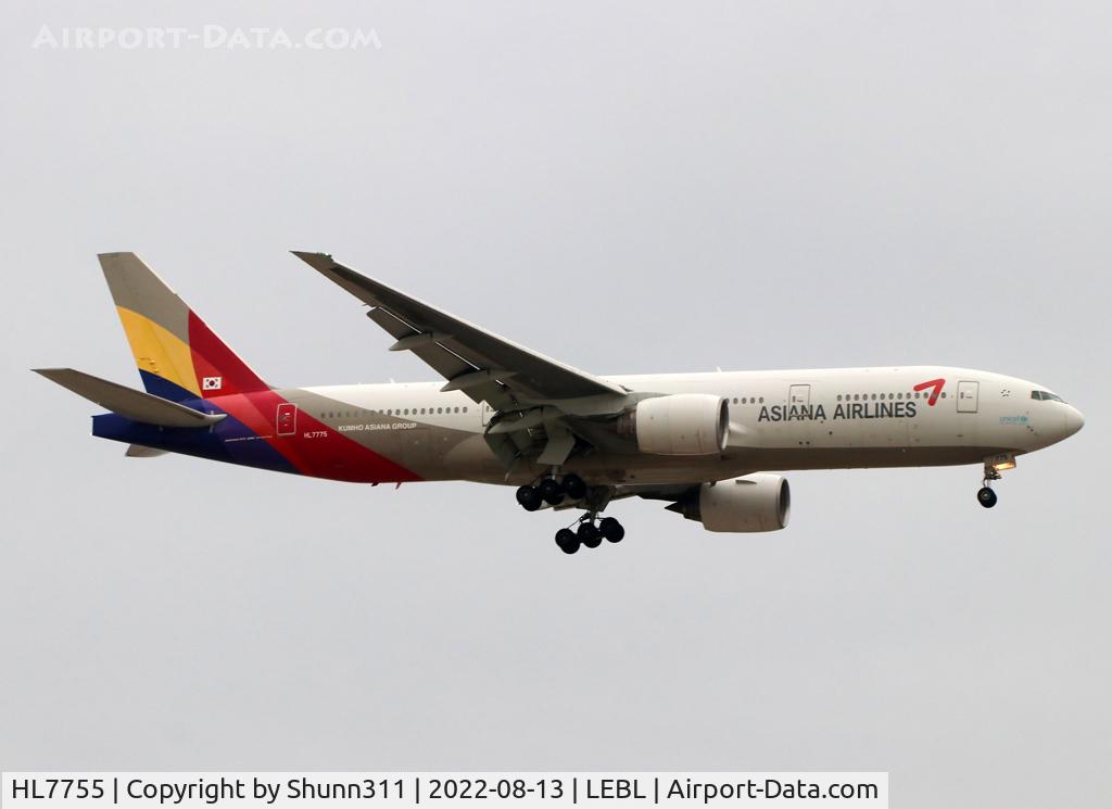 HL7755, 2007 Boeing 777-28E/ER C/N 30861, Landing rwy 06L