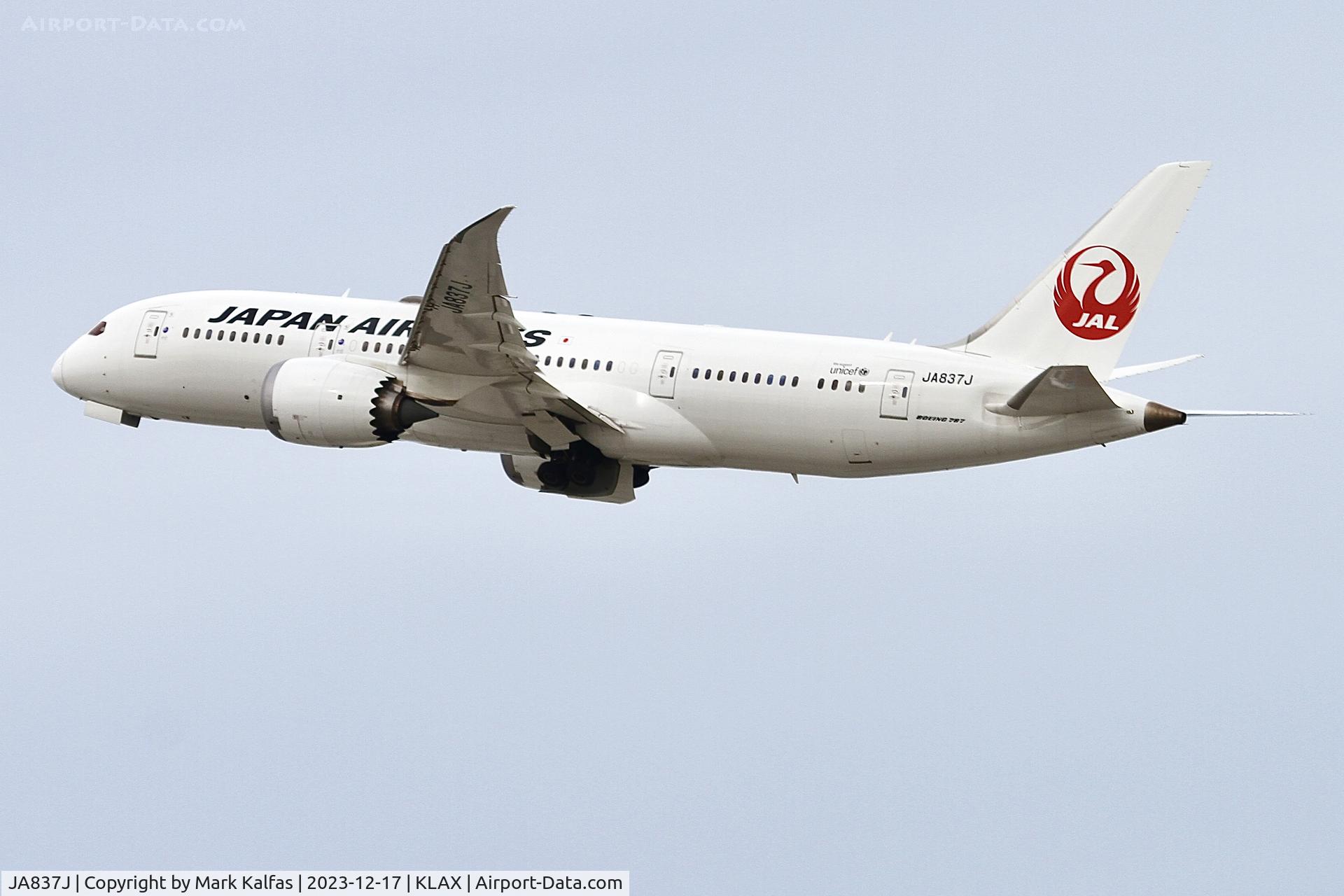 JA837J, 2014 Boeing 787-8 Dreamliner Dreamliner C/N 34860, B788 Japan Airlines Boeing 787-8 JA837J JAL61 KLAX-RJAA