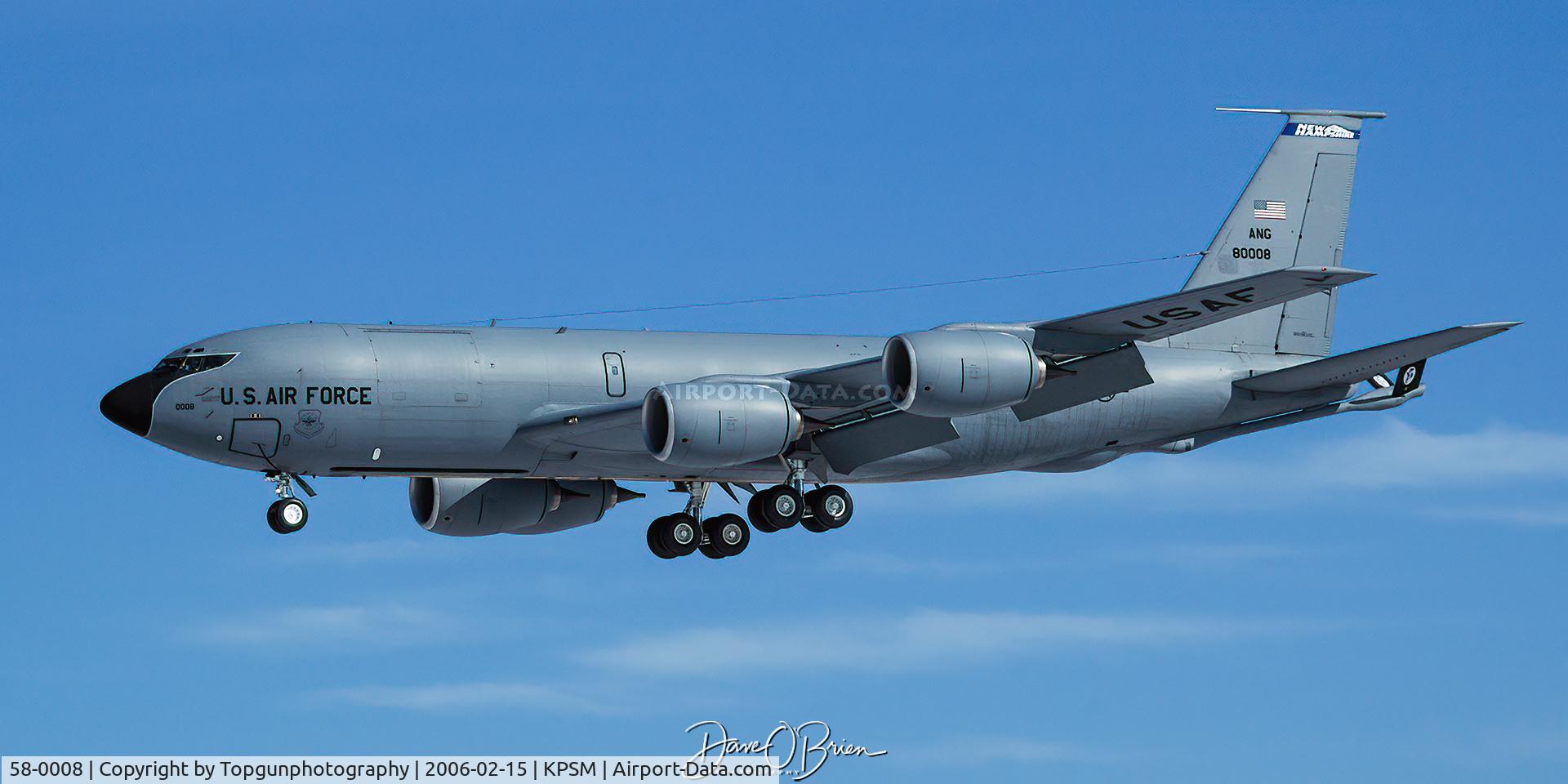 58-0008, 1958 Boeing KC-135R Stratotanker C/N 17753, PACK32 sporting the new NH ANG Tail Flash