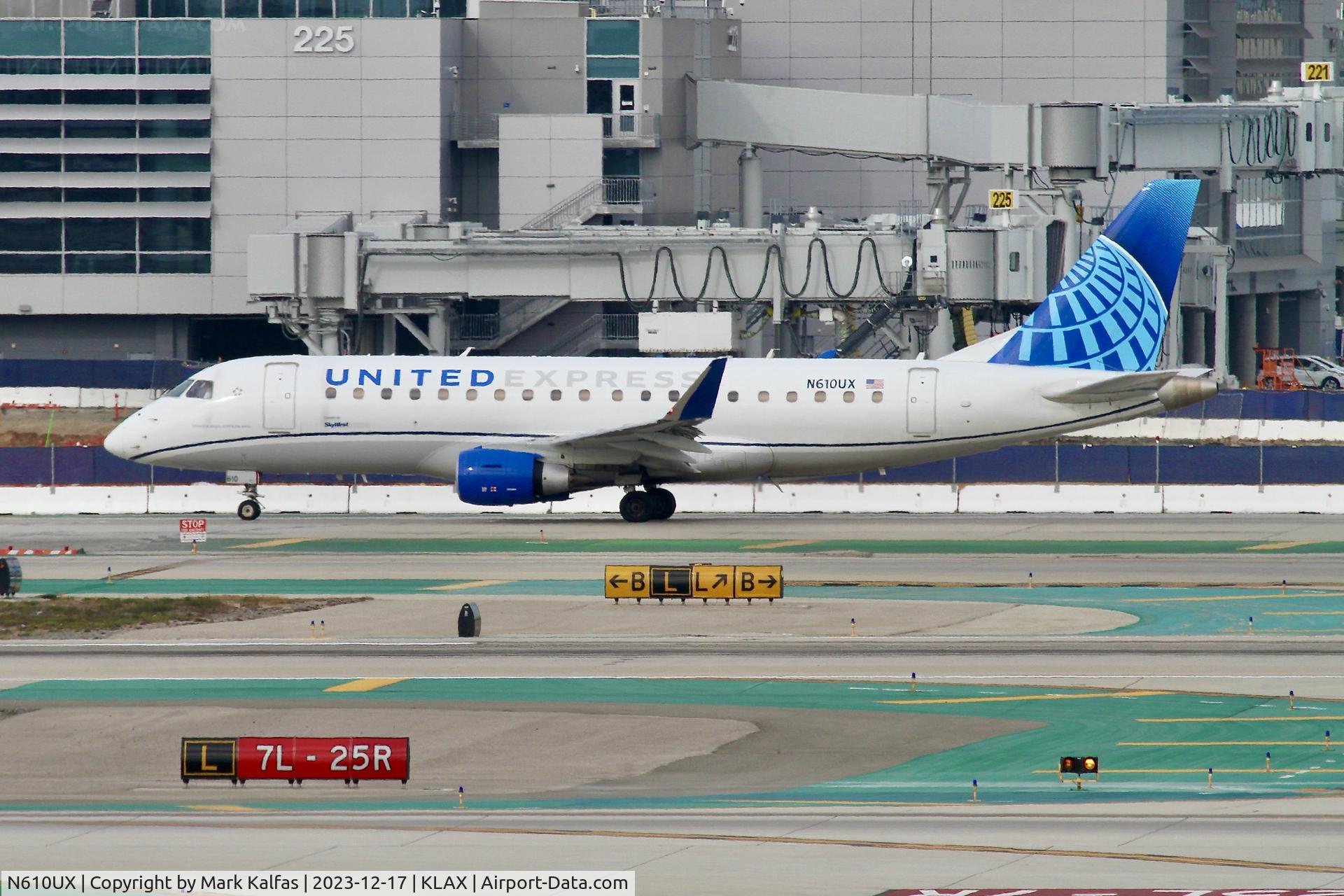 N610UX, 2019 Embraer 175LR (ERJ-170-200LR) C/N 17000808, E75L SkyWest/ United Express EMBRAER 175 N610UX SKW5391 LAX-ACV