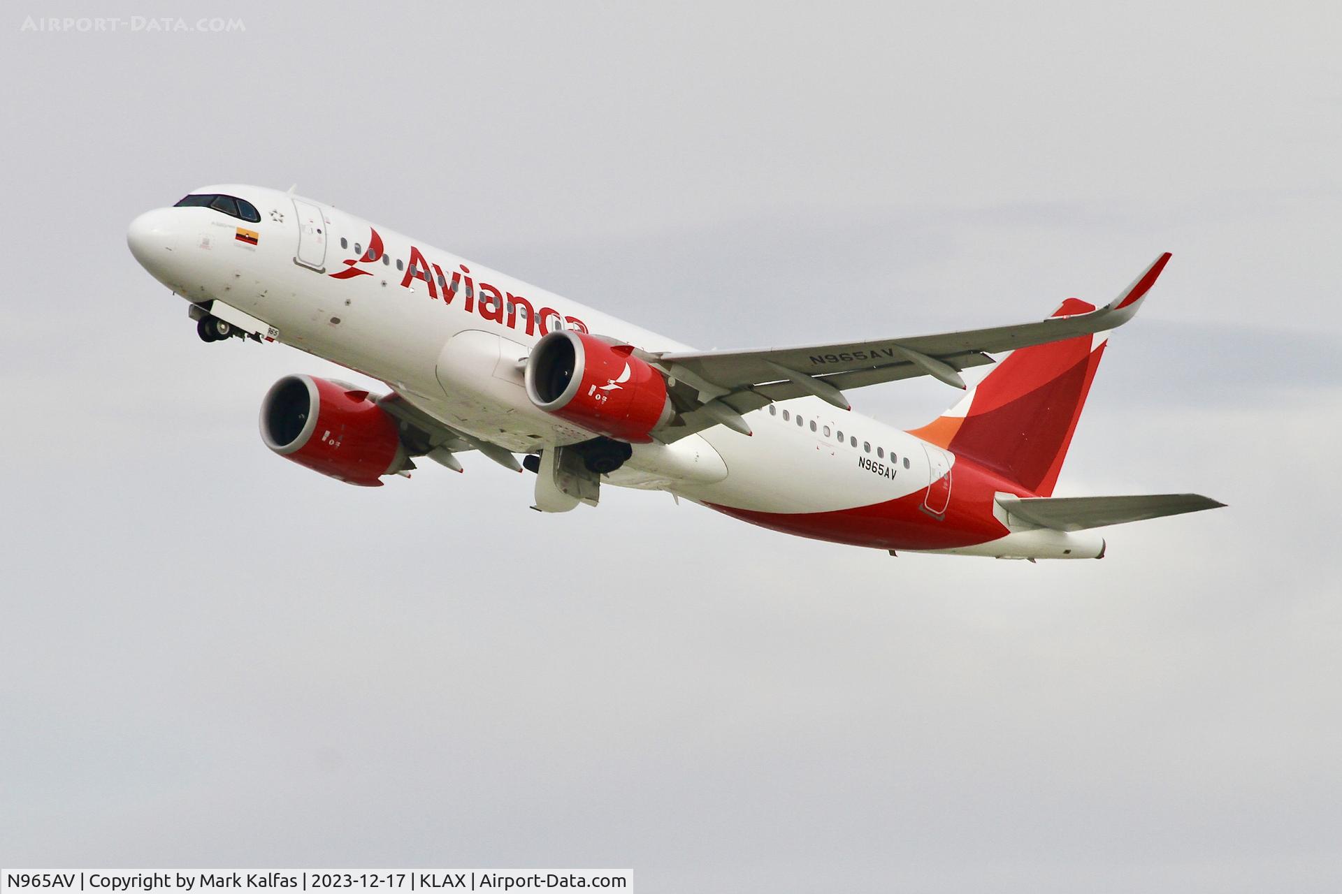 N965AV, 2022 Airbus 320-251N C/N 11140, A20N Avianca Airbus A320neo N965AV TAI523 KLAX-MLSP