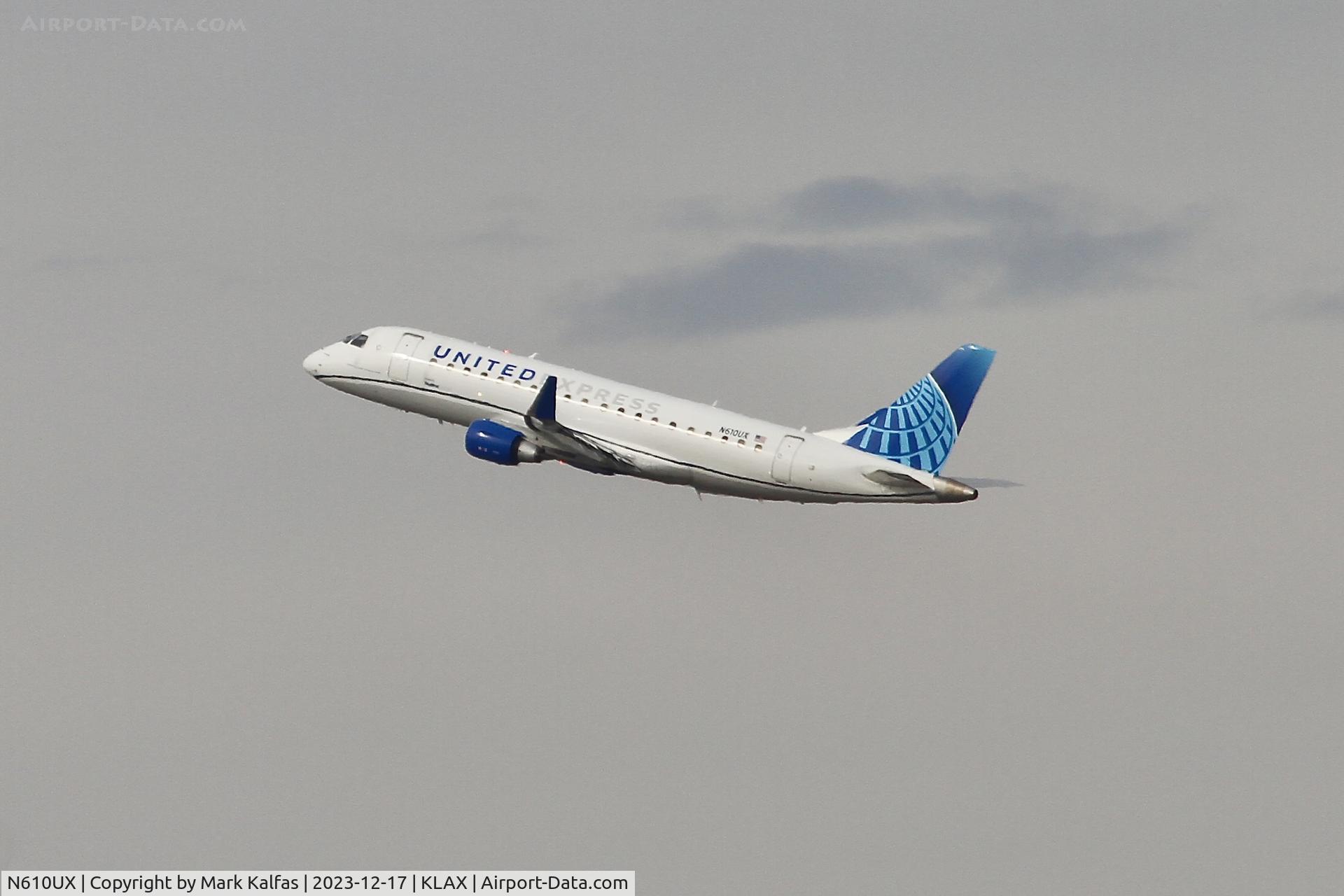 N610UX, 2019 Embraer 175LR (ERJ-170-200LR) C/N 17000808, E75L SkyWest/ United Express EMBRAER 175 N610UX SKW5391 LAX-ACV