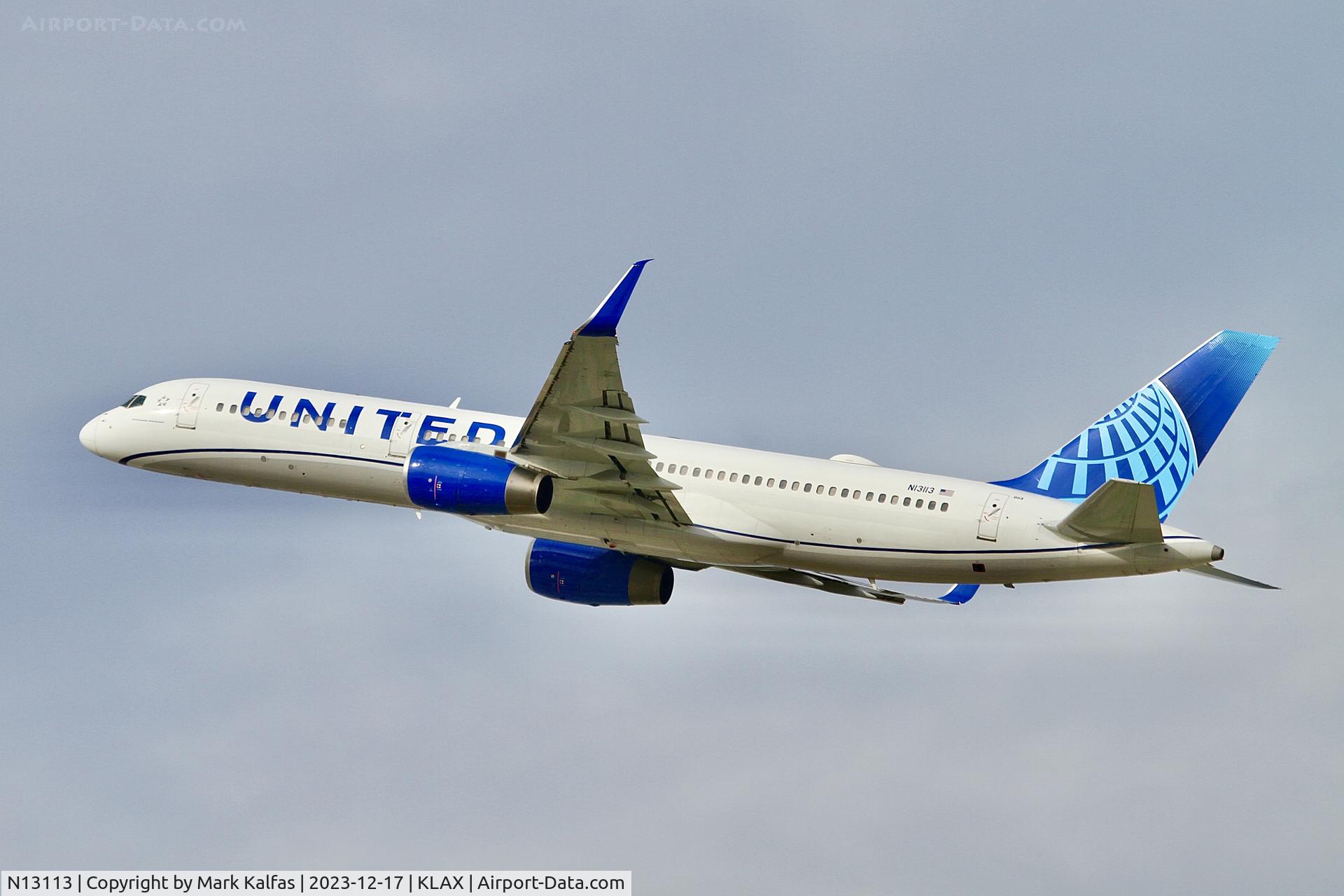 N13113, 1995 Boeing 757-224 C/N 27555, B752 United Airlines Boeing 757-200 N13113 UAL432 LAX-IAH
