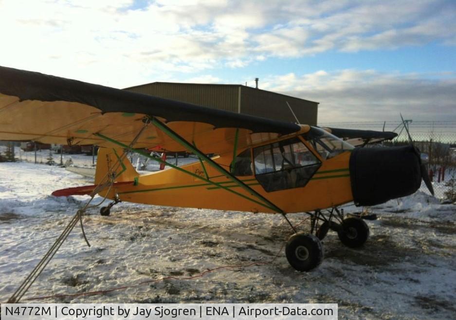N4772M, 1947 Piper PA-11 Cub Special C/N 11-287, 1947 Piper PA-11 tied down in Kenai, AK at ENA.