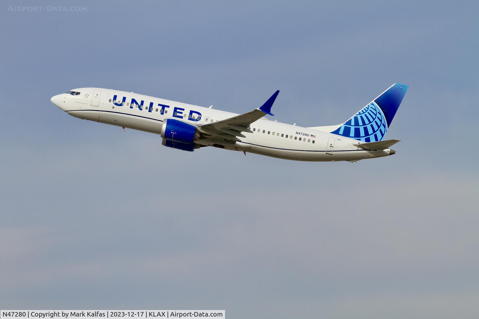 N47280, 2020 Boeing 737-8 MAX C/N 64614, B38M United Airlines Boeing 737 MAX 8 N47280 UAL1374 LAX-DEN.