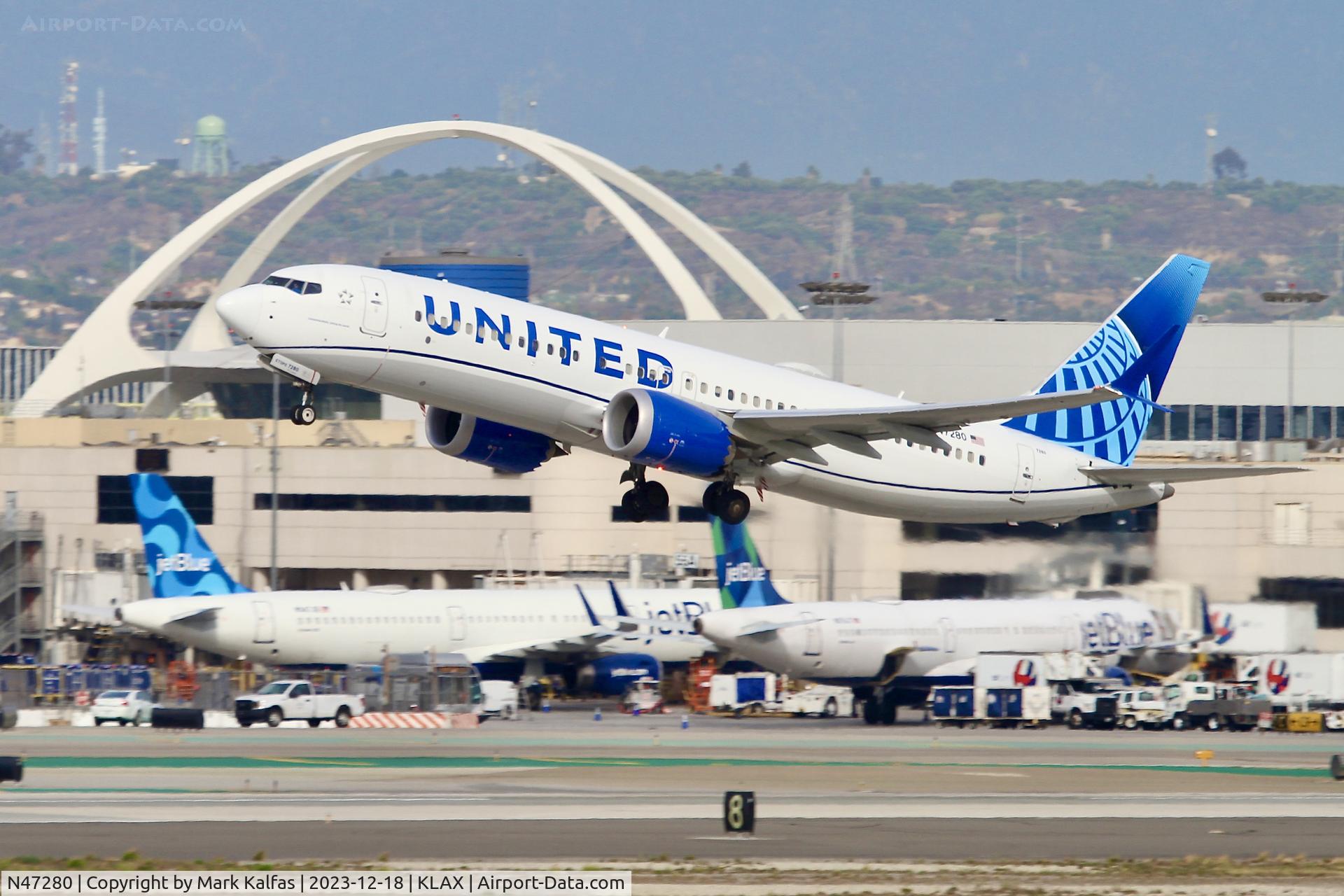 N47280, 2020 Boeing 737-8 MAX C/N 64614, B38M United Airlines Boeing 737 MAX 8 N47280 UAL1374 LAX-DEN.