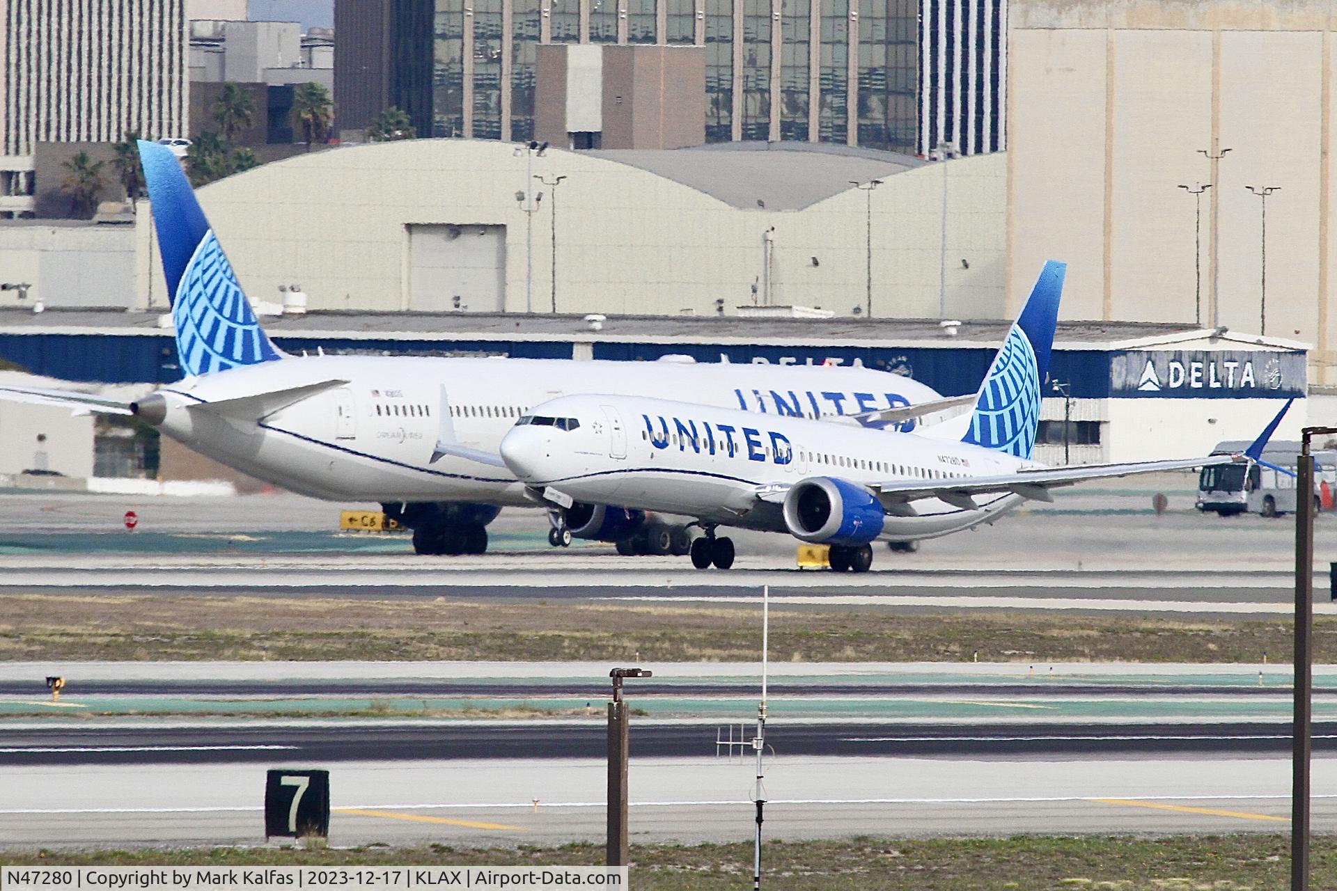 N47280, 2020 Boeing 737-8 MAX C/N 64614, B38M United Airlines Boeing 737 MAX 8 N47280 UAL1374 LAX-DEN.