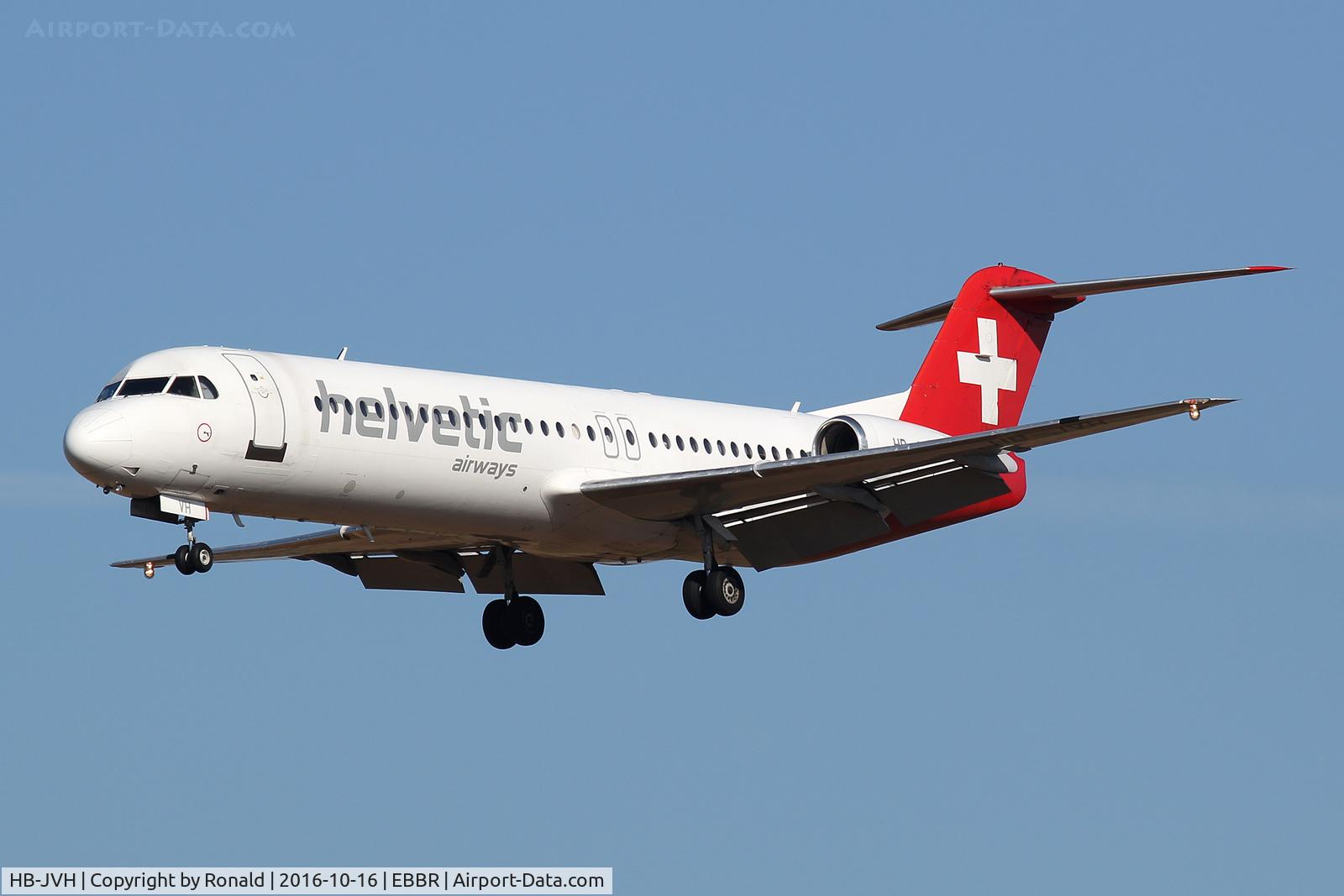 HB-JVH, 1990 Fokker 100 (F-28-0100) C/N 11324, at bru