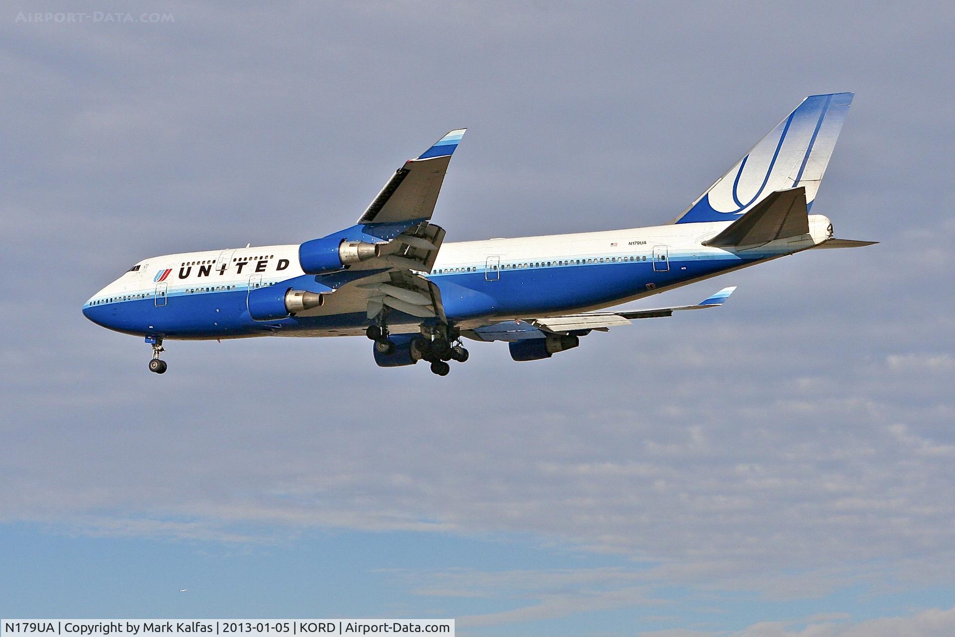 N179UA, 1991 Boeing 747-422 C/N 25158, B744 United Airlines Boeing 747-422 N179UA 28L approach KORD