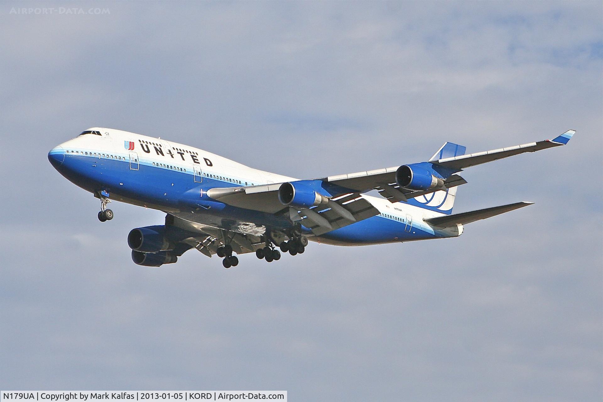 N179UA, 1991 Boeing 747-422 C/N 25158, B744 United Airlines Boeing 747-422 N179UA 28L approach KORD