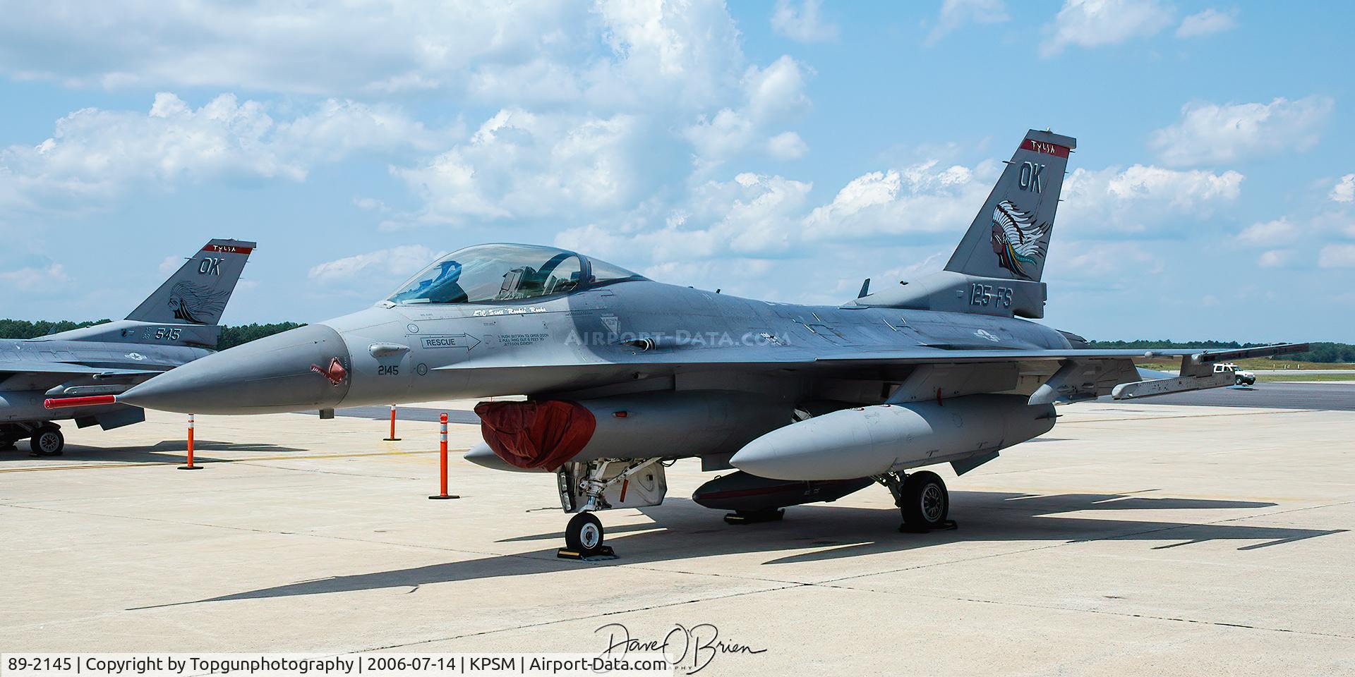 89-2145, 1989 Lockheed Martin F-16C Fighting Falcon C/N 1C-298, CHIEF51 125th FS