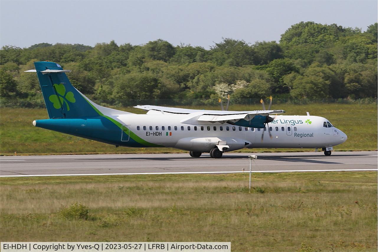 EI-HDH, 2014 ATR 72-212A C/N 1169, ATR 72-212A, Take off run rwy 07R, Brest-Bretagne airport (LFRB-BES)