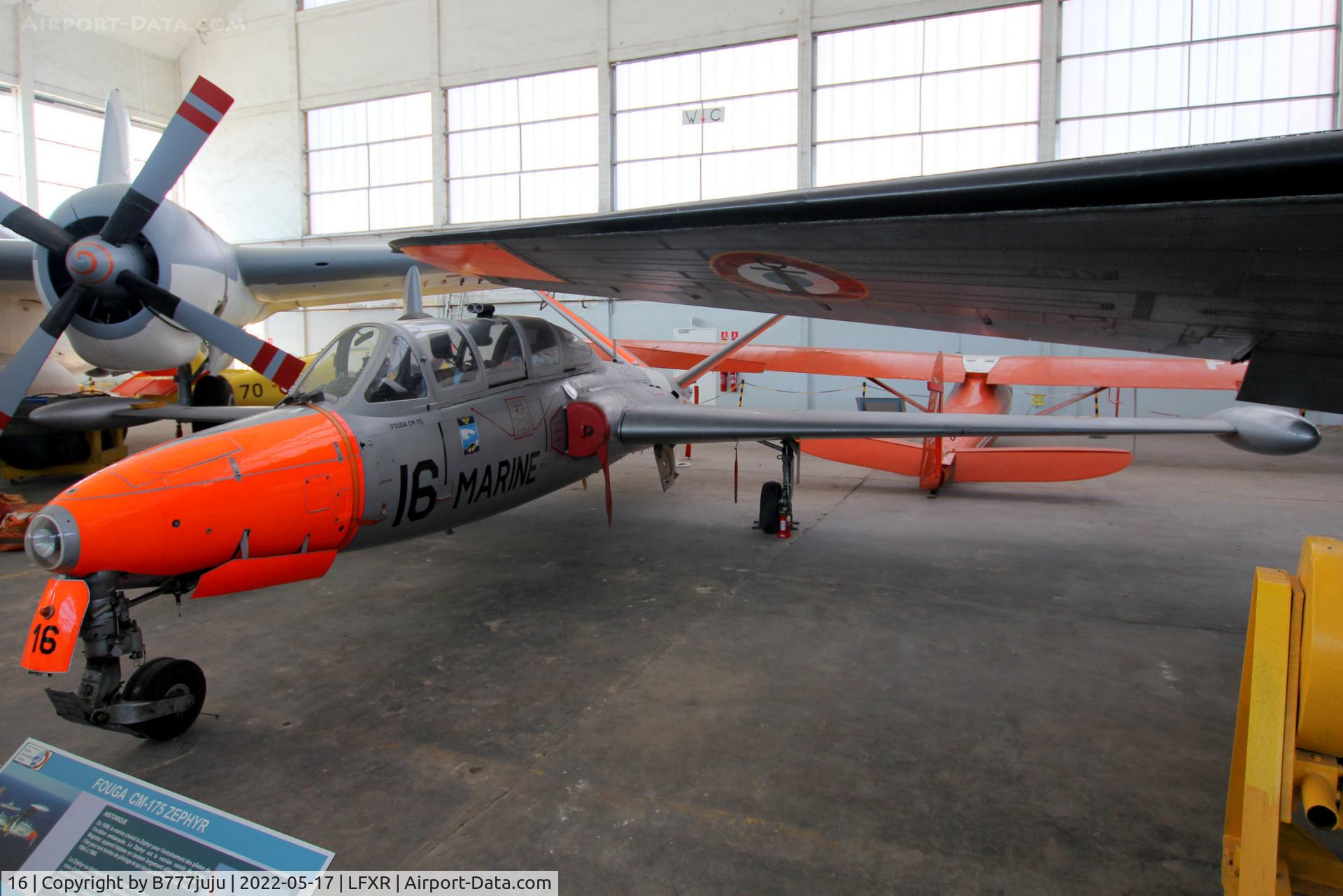 16, Fouga CM-175 Zephyr C/N 16, at Musée de l'Aéronautique Navale