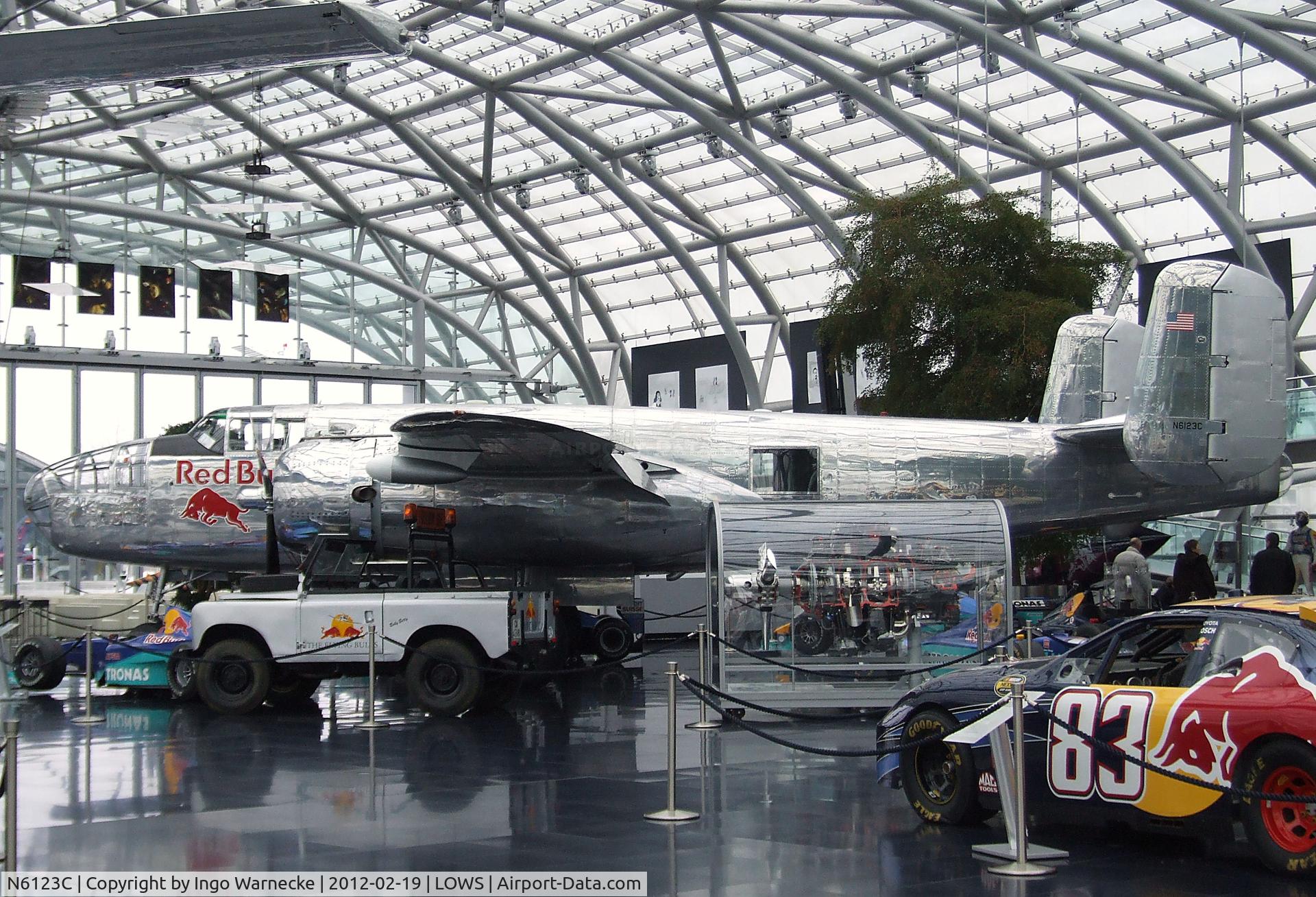 N6123C, 1945 North American B-25J-30-NC Mitchell Mitchell C/N 108-47647, North American B-25J Mitchell at the Red Bull Air Museum in Hangar 7, Salzburg
